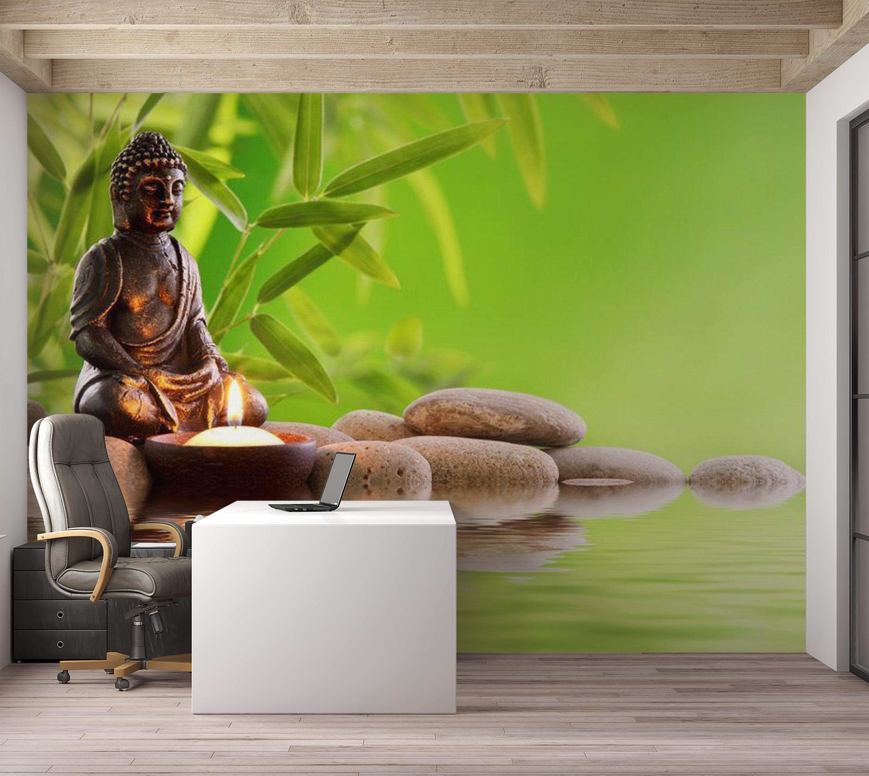 Zen Wallpaper Wall Mural - Buddha With Candlelight