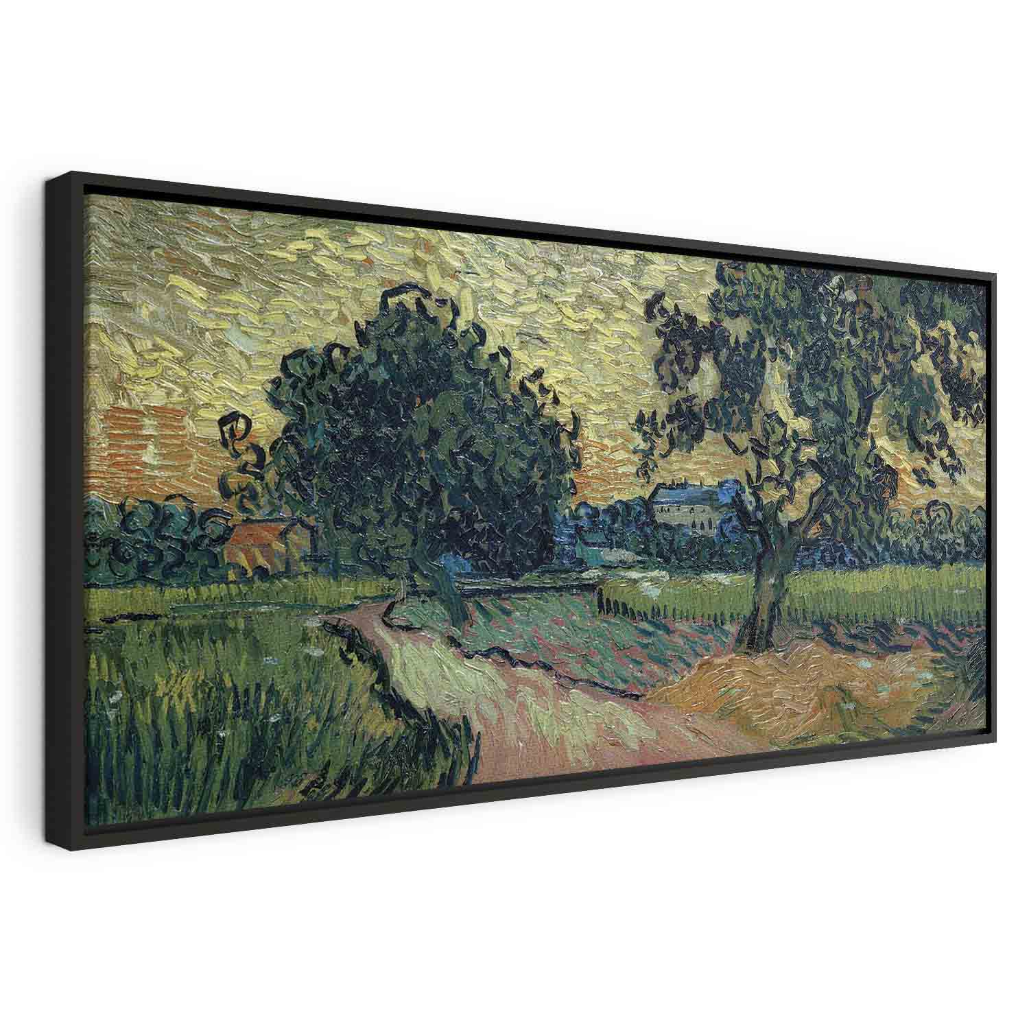 Floating Framed Canvas Art - Landscape at Sunset - Vincent Van Gogh