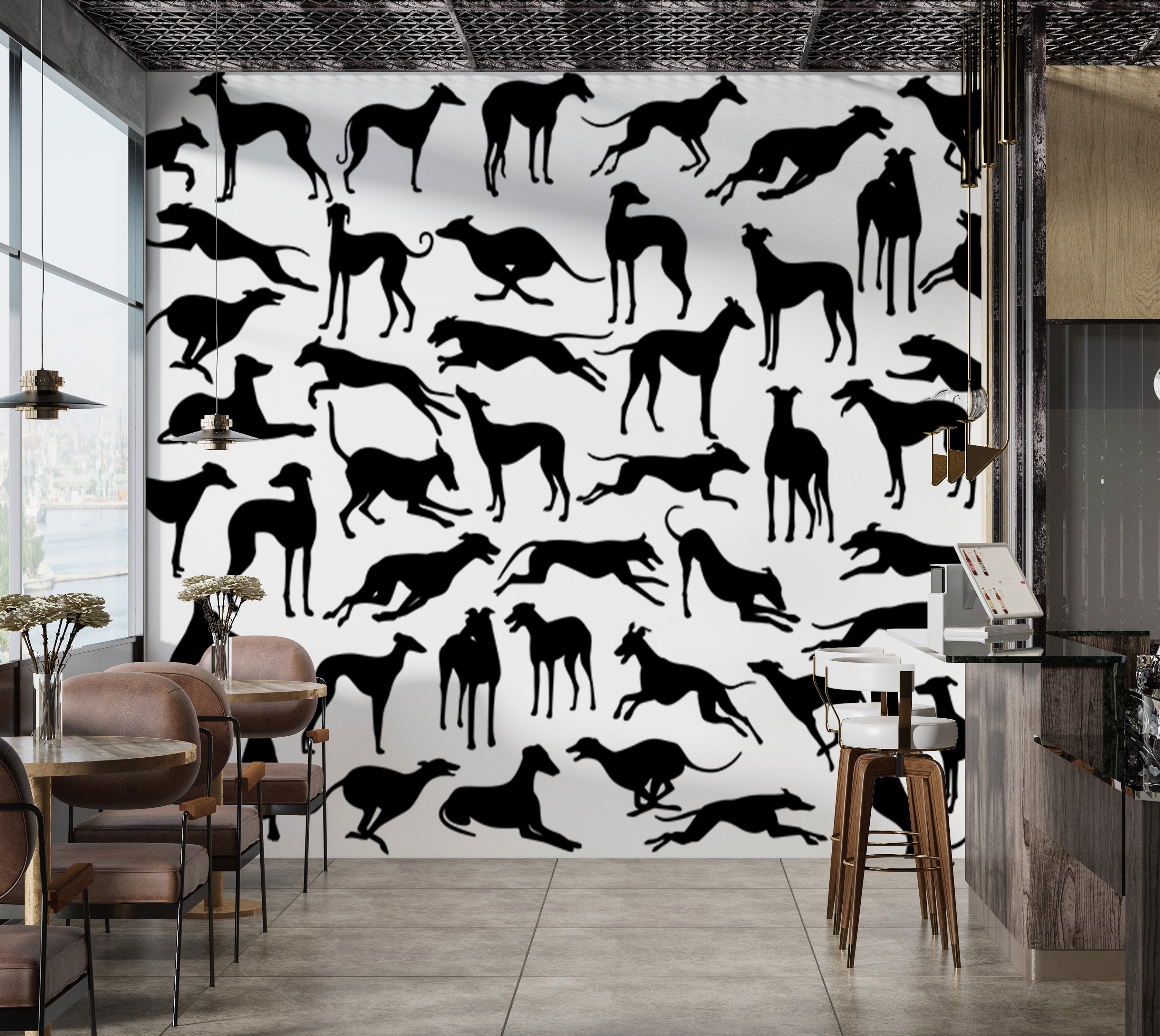 Premium Wallpaper Wall Mural - Greyhound Black & White