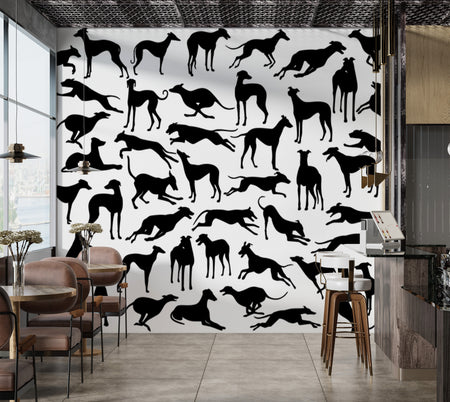 Premium Wallpaper Wall Mural - Greyhound Black & White