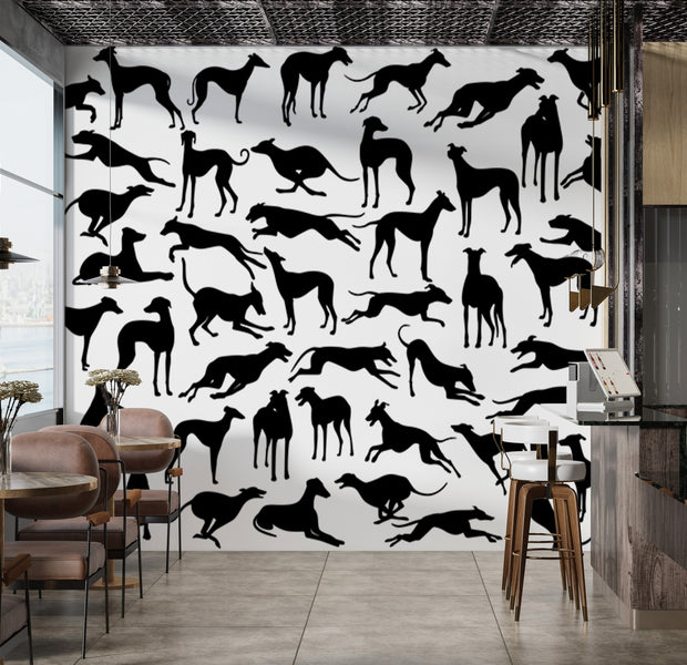 Premium Wallpaper Wall Mural - Greyhound Black & White