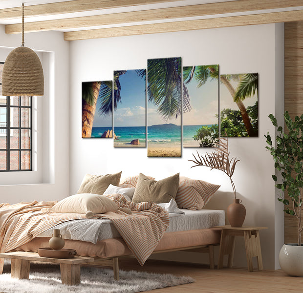 Stretched Canvas Landscape Art - Under Palm Trees 40"Wx20"H