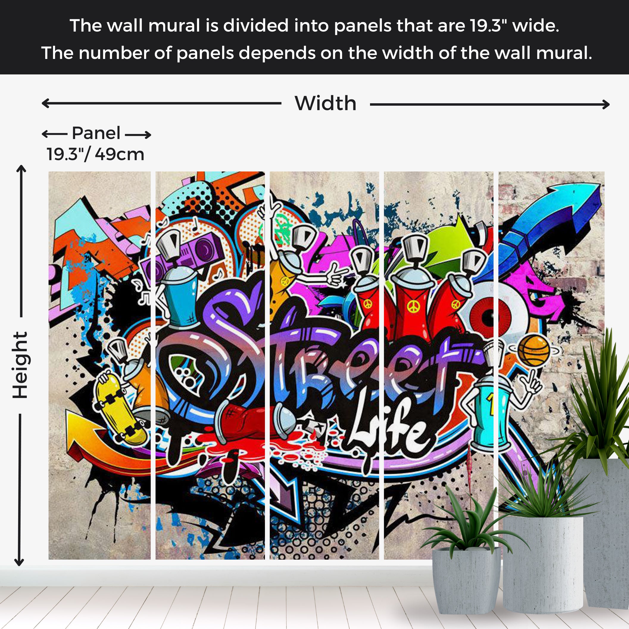 Peel & Stick Street Art Wall Mural - Street Game 38"Wx27"H