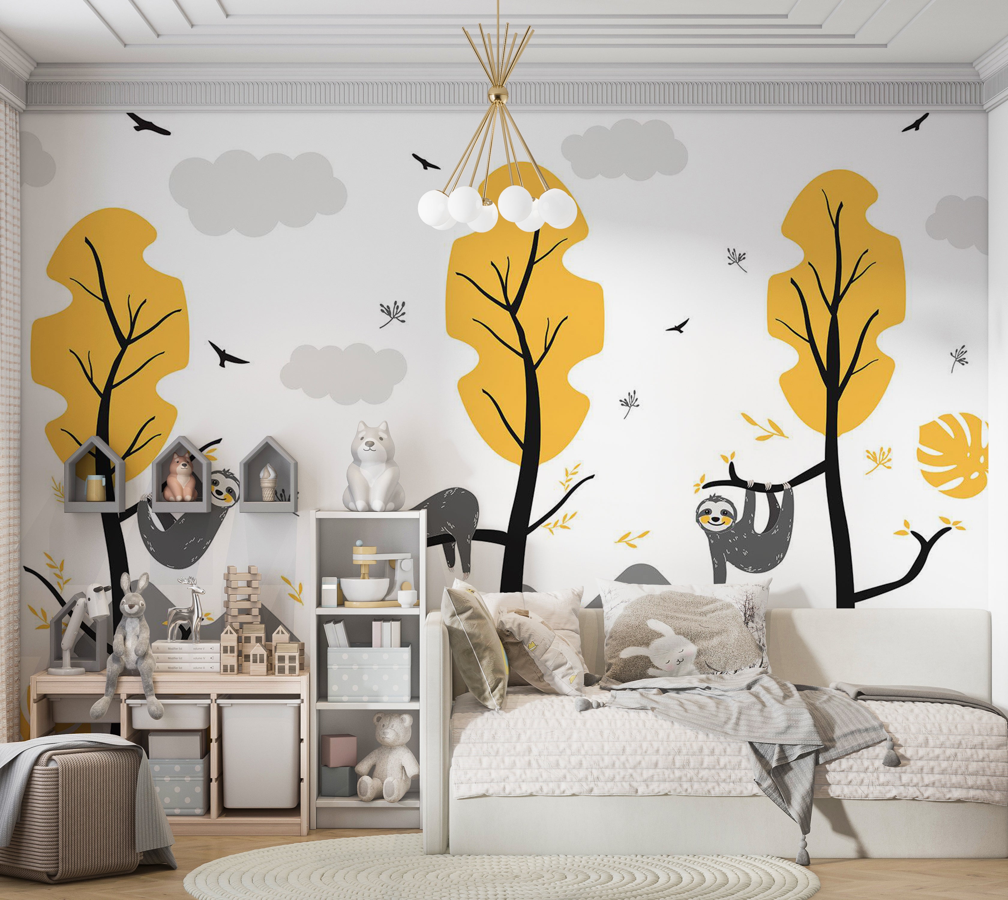 Kids Wallpaper Wall Mural - Cute Sloths 39"Wx27"H / Standard