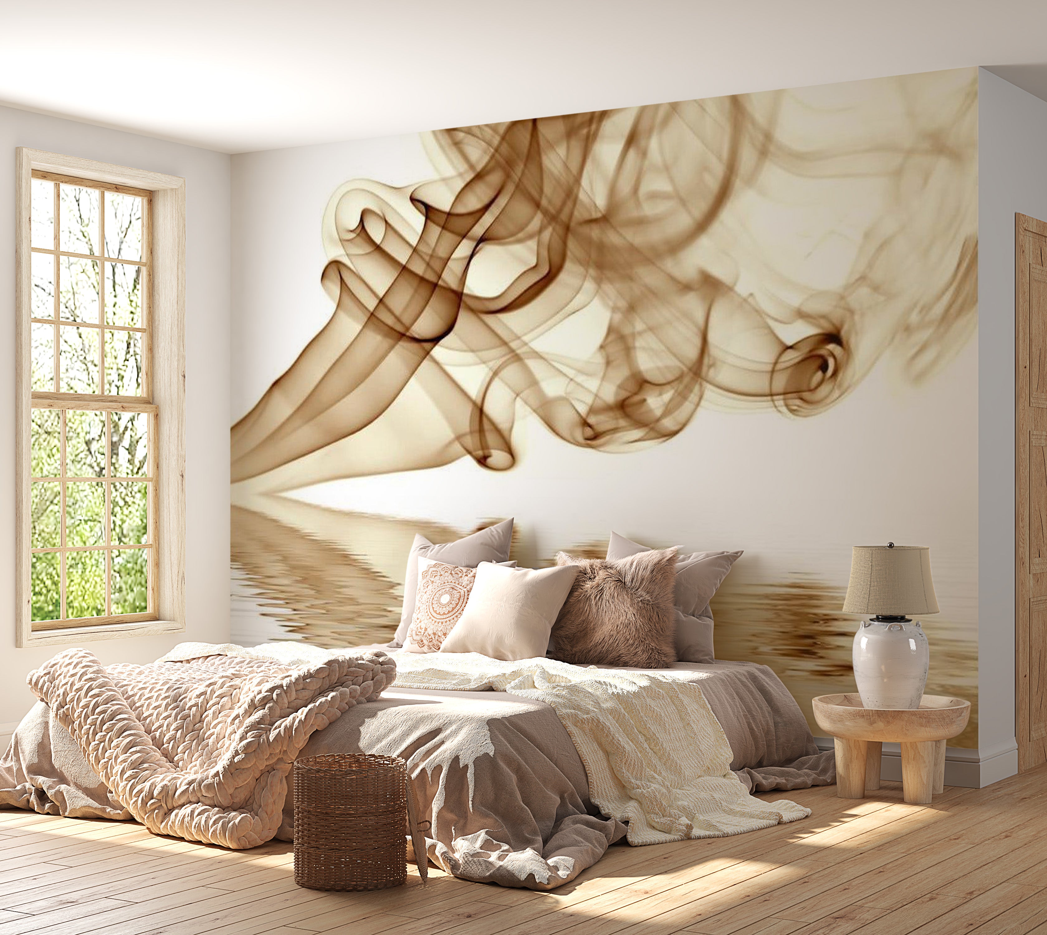 Abstract Wallpaper Wall Mural - Smoke Curls 118"Wx90"H