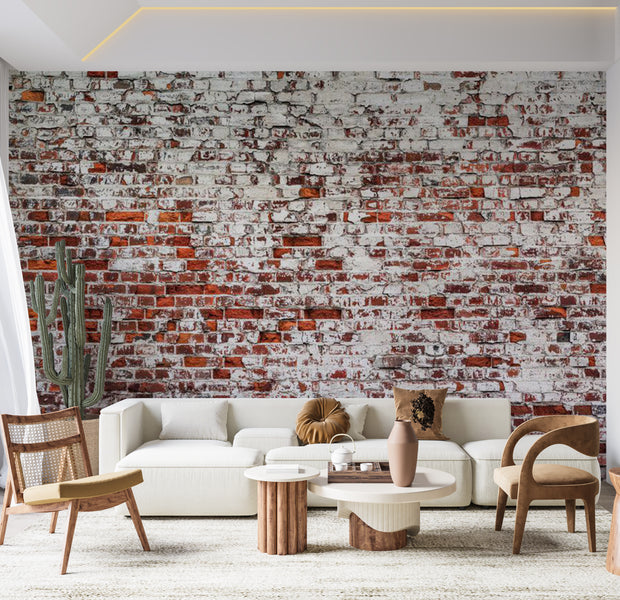 Peel & Stick Wall Mural - Rustic Old Painted Brick Wall 38"Wx27"H