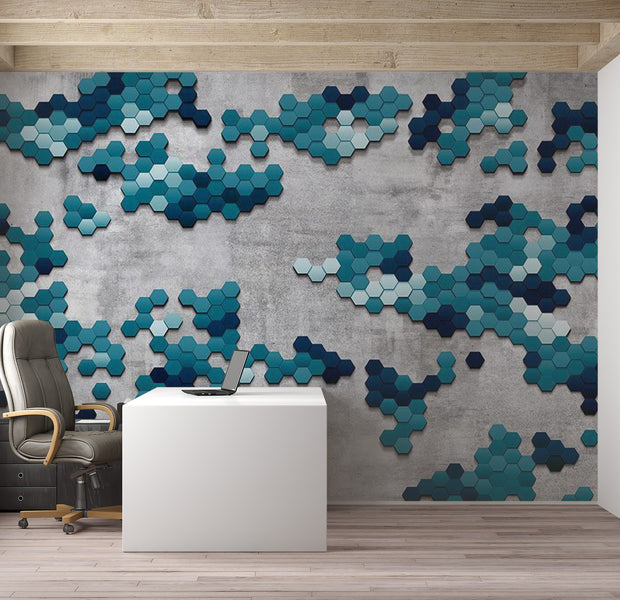 Abstract Wallpaper Wall Mural - Sea Puzzle 39"Wx27"H