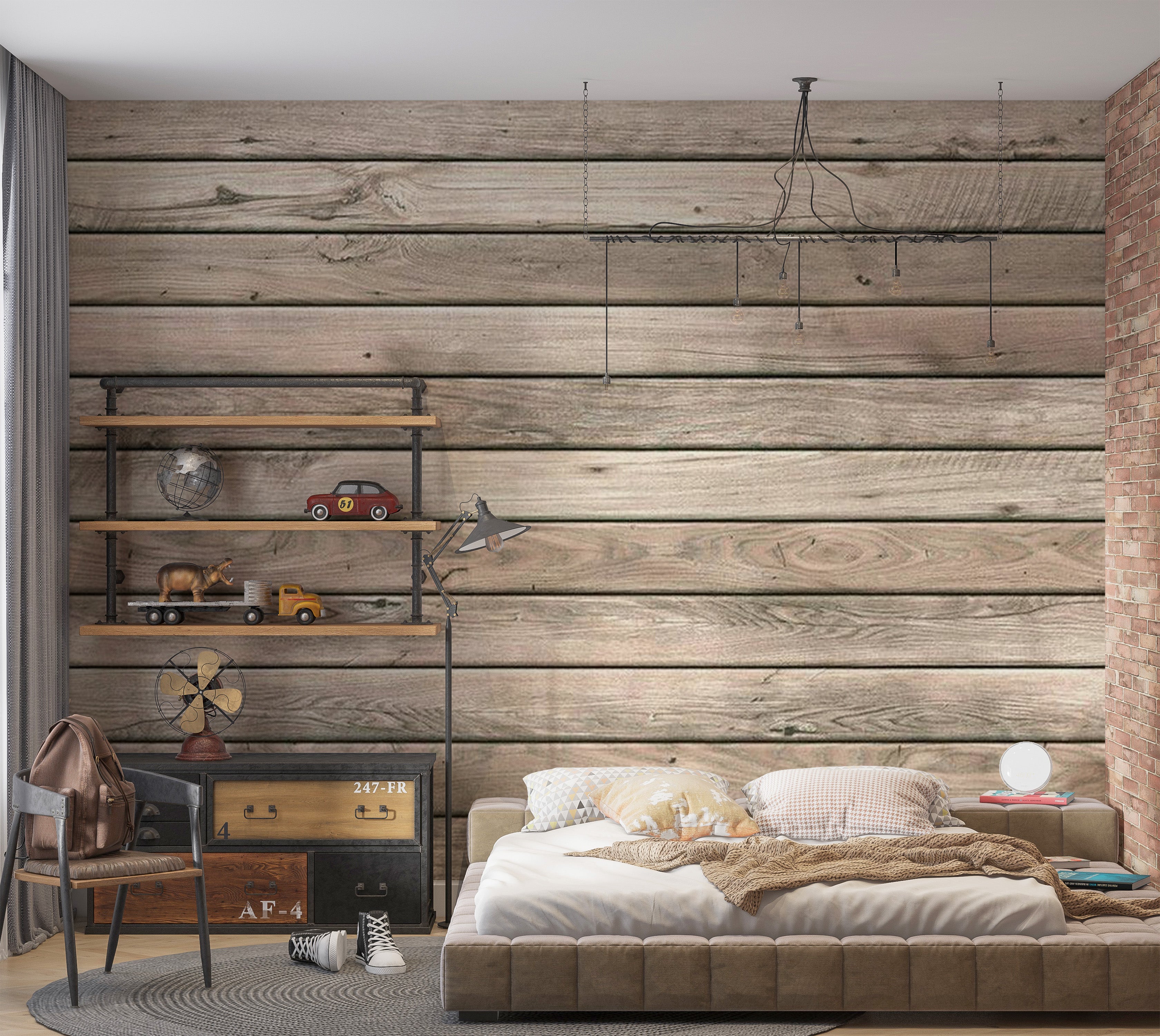 Background & Patterns Wallpaper Wall Mural - Simple Rustic Wooden Planks 39"Wx27"H