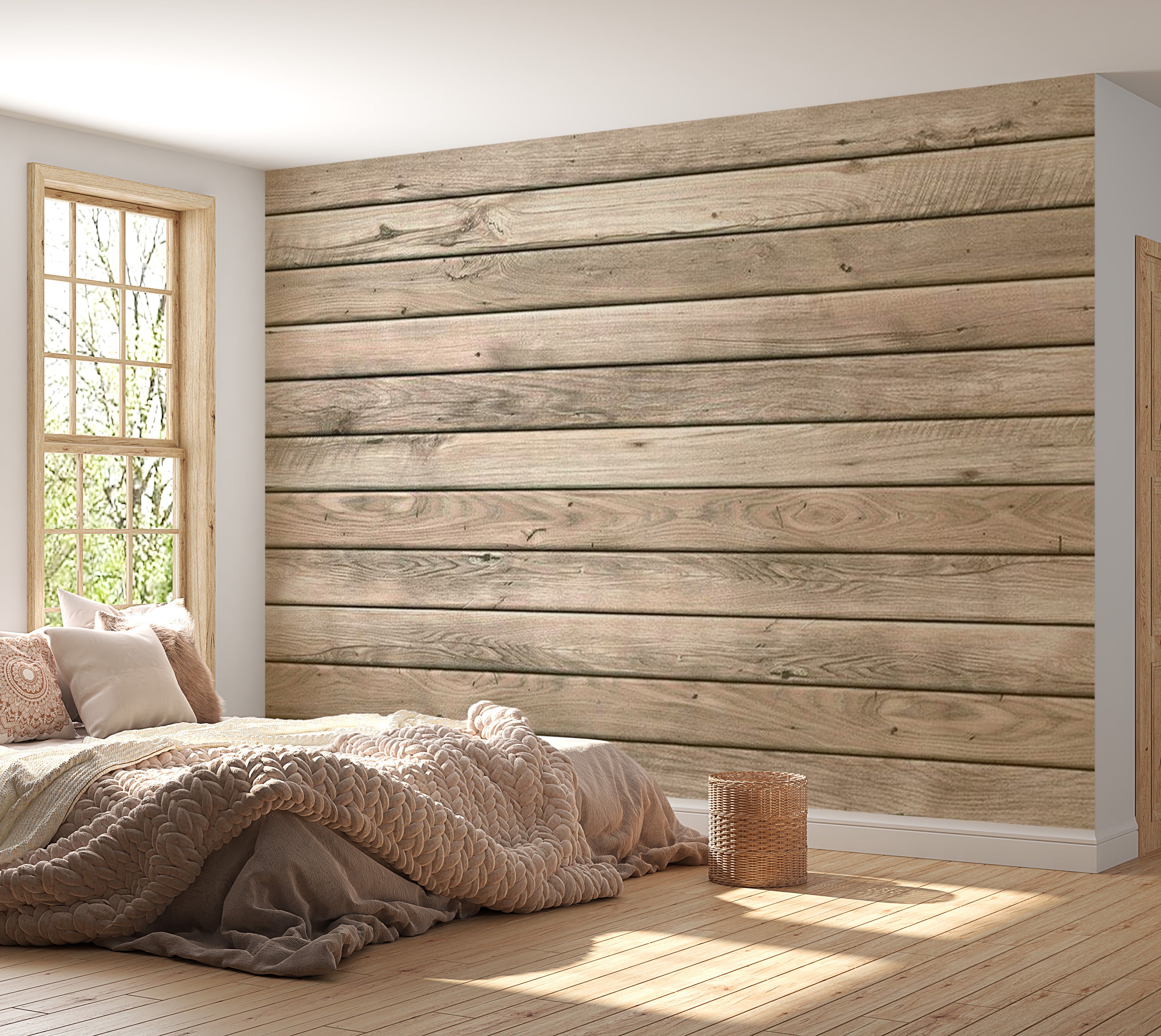 Background & Patterns Wallpaper Wall Mural - Simple Rustic Wooden Planks 39"Wx27"H