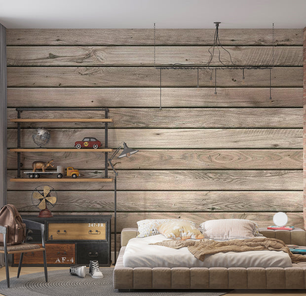 Background & Patterns Wallpaper Wall Mural - Simple Rustic Wooden Planks 39"Wx27"H