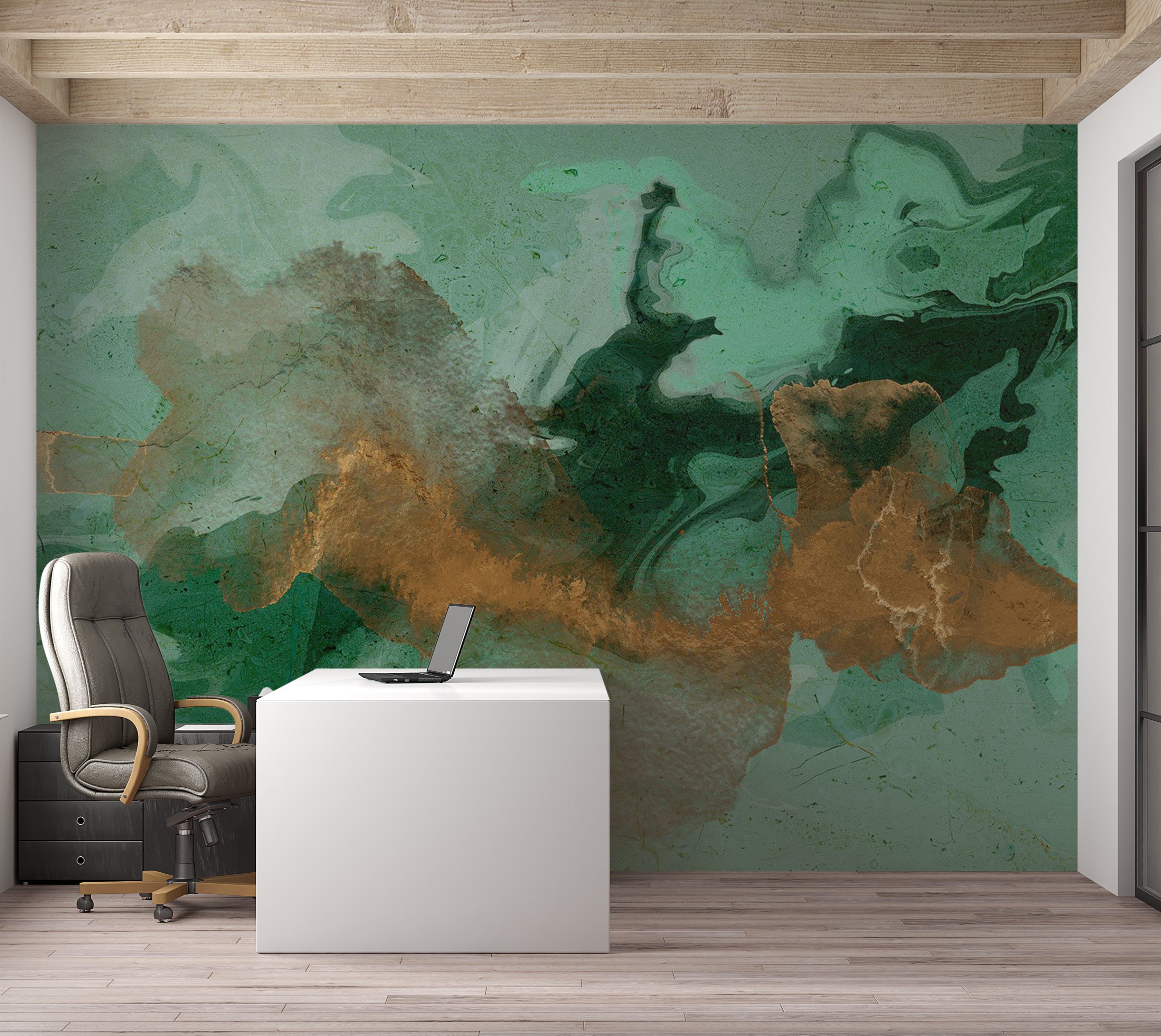 Abstract Wallpaper Wall Mural - Malachite Play 39"Wx27"H / Standard