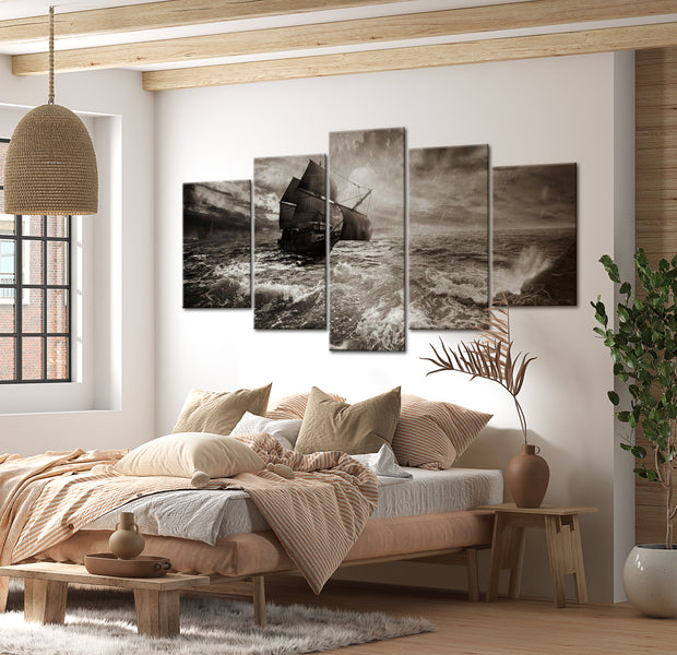 Stretched Canvas Landscape Art - Ship In A Storm 40"Wx20"H