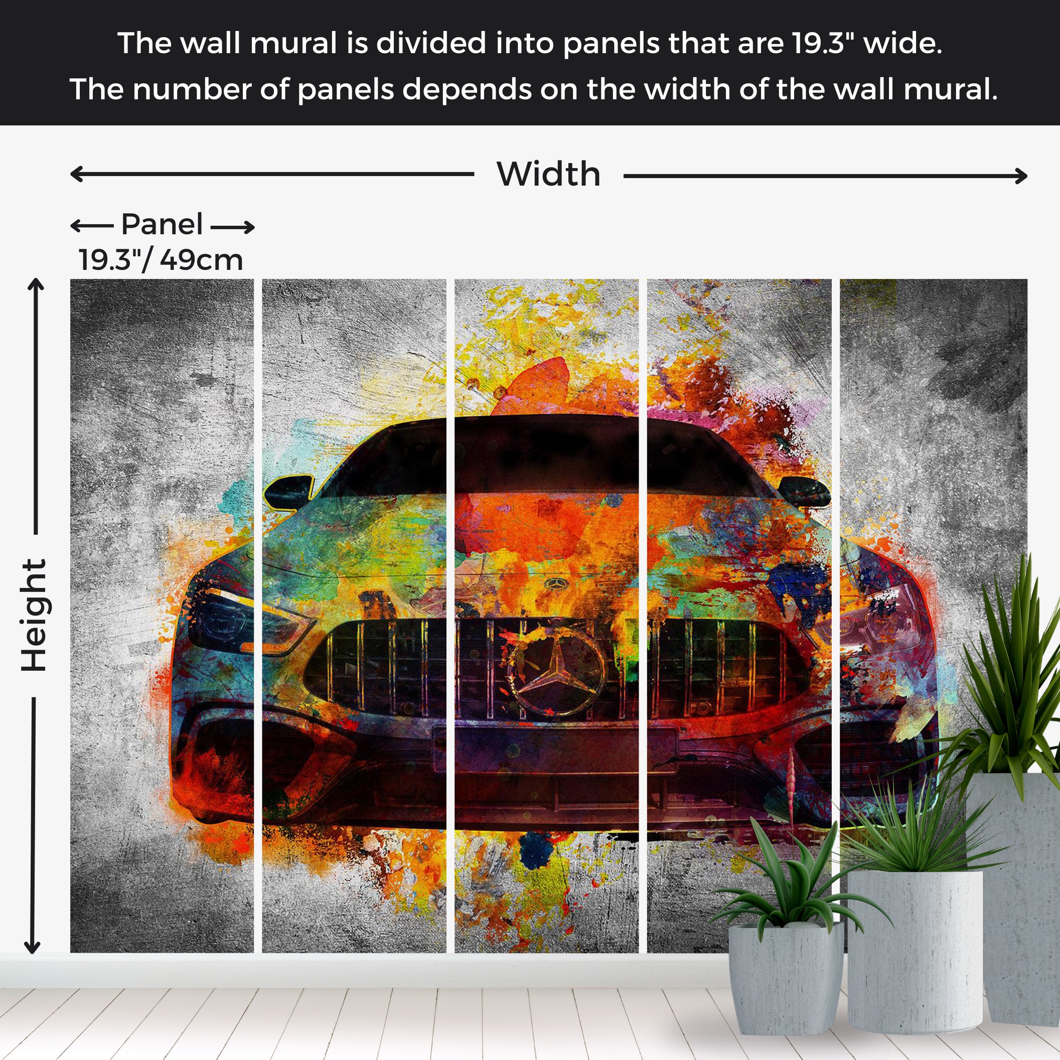 Peel & Stick Wall Mural - Artistic Car Art 38"Wx27"H