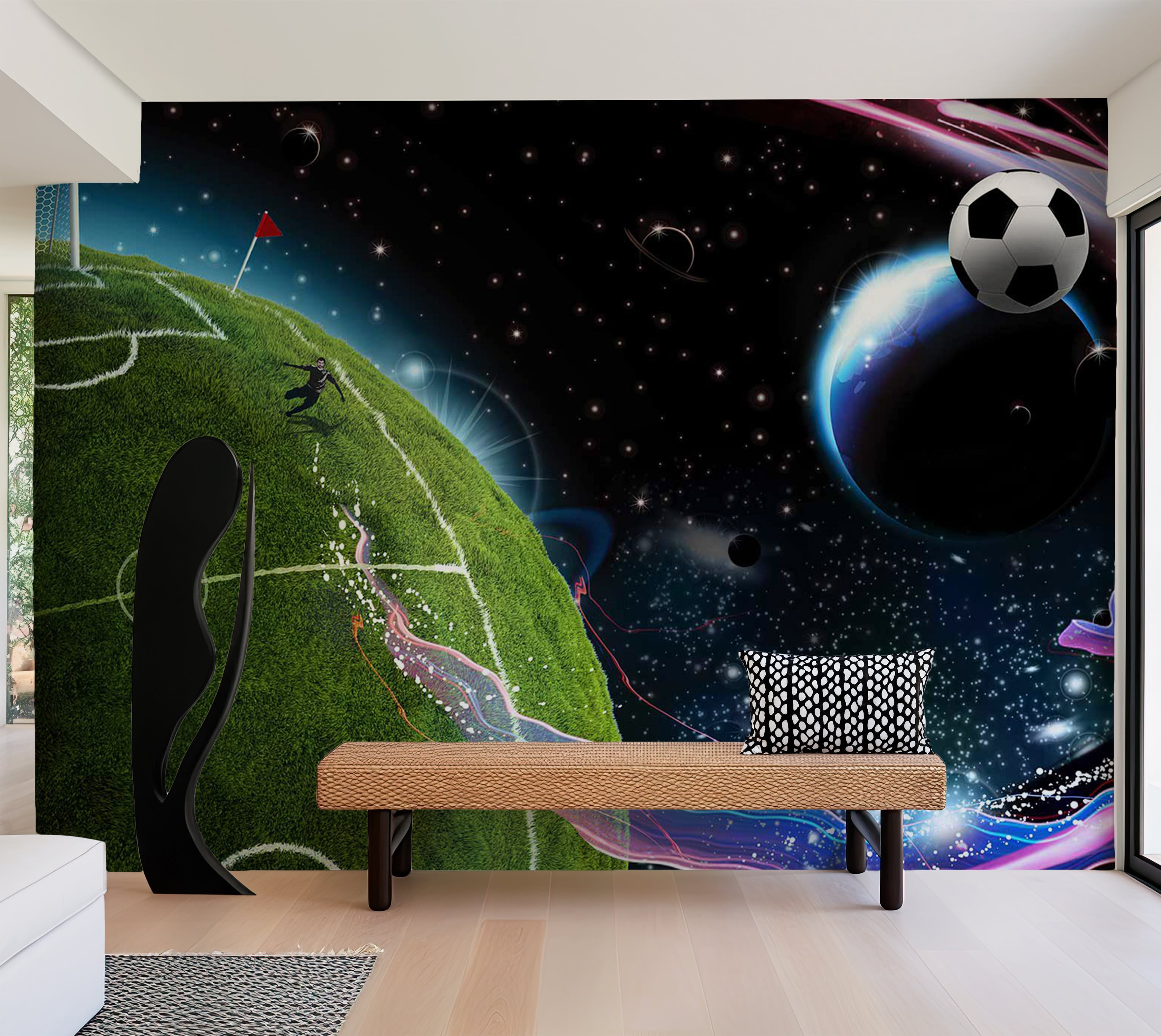 Peel & Stick Sports Wall Mural - Football Space Match 38"Wx27"H