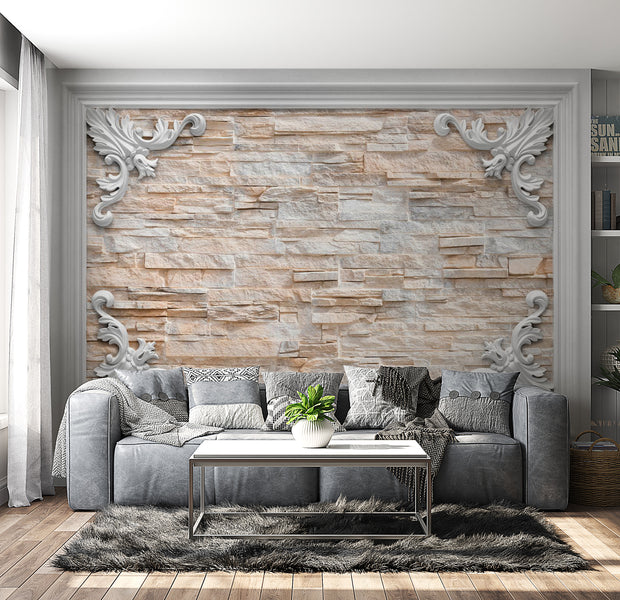 Background & Patterns Wallpaper Wall Mural - Brick In A Frame Orange 39"Wx27"H