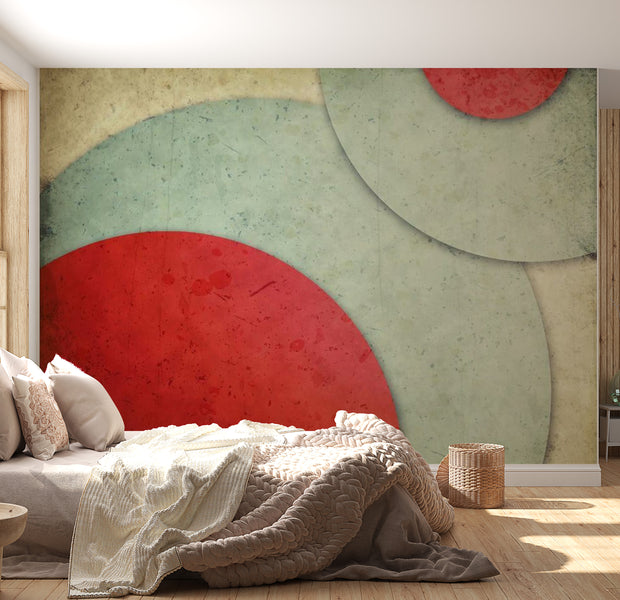 Abstract Wallpaper Wall Mural - Circles - Retro Style 118"Wx90"H