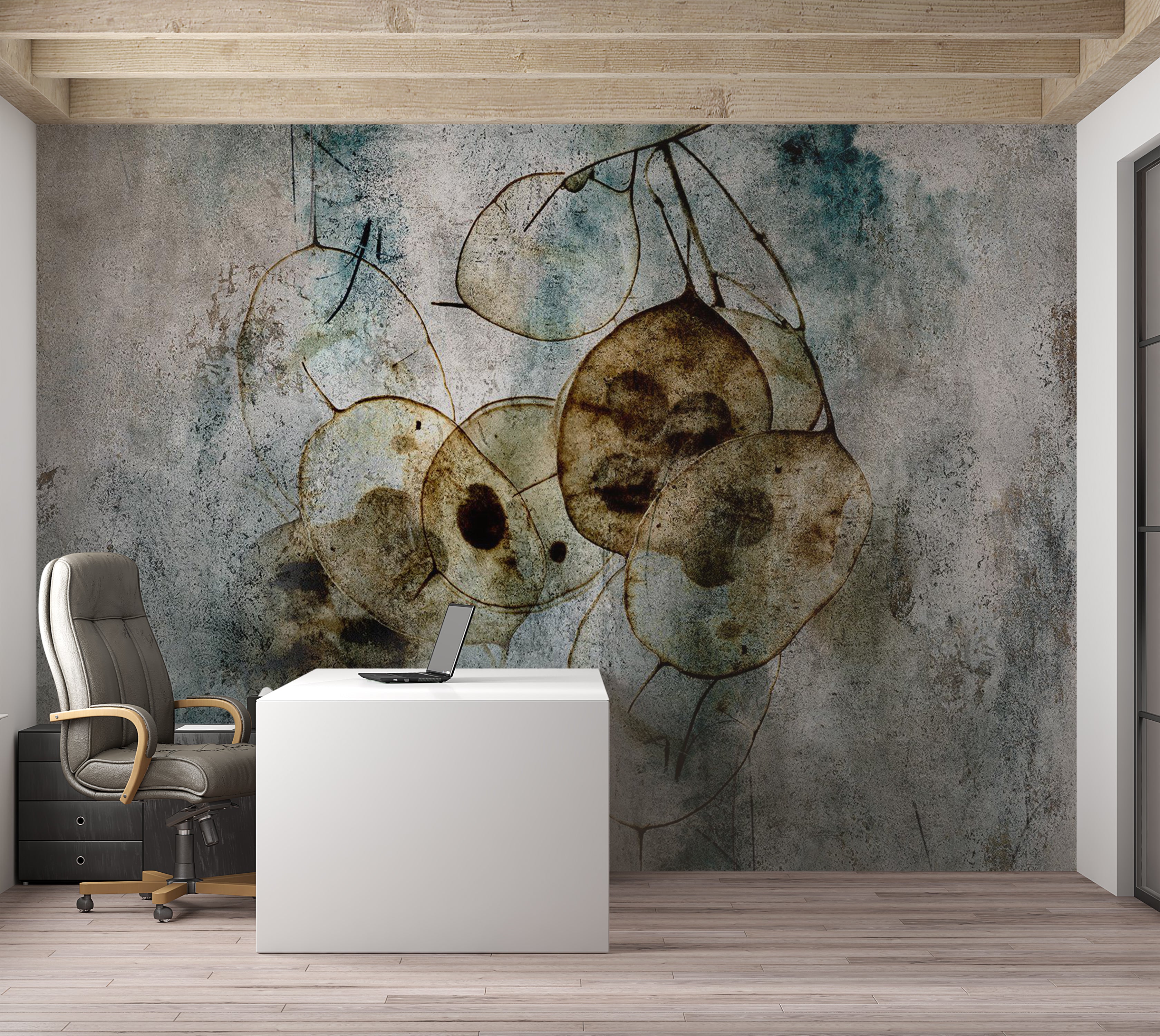 Abstract Wallpaper Wall Mural - Nature and Lunaria 39"Wx27"H / Standard