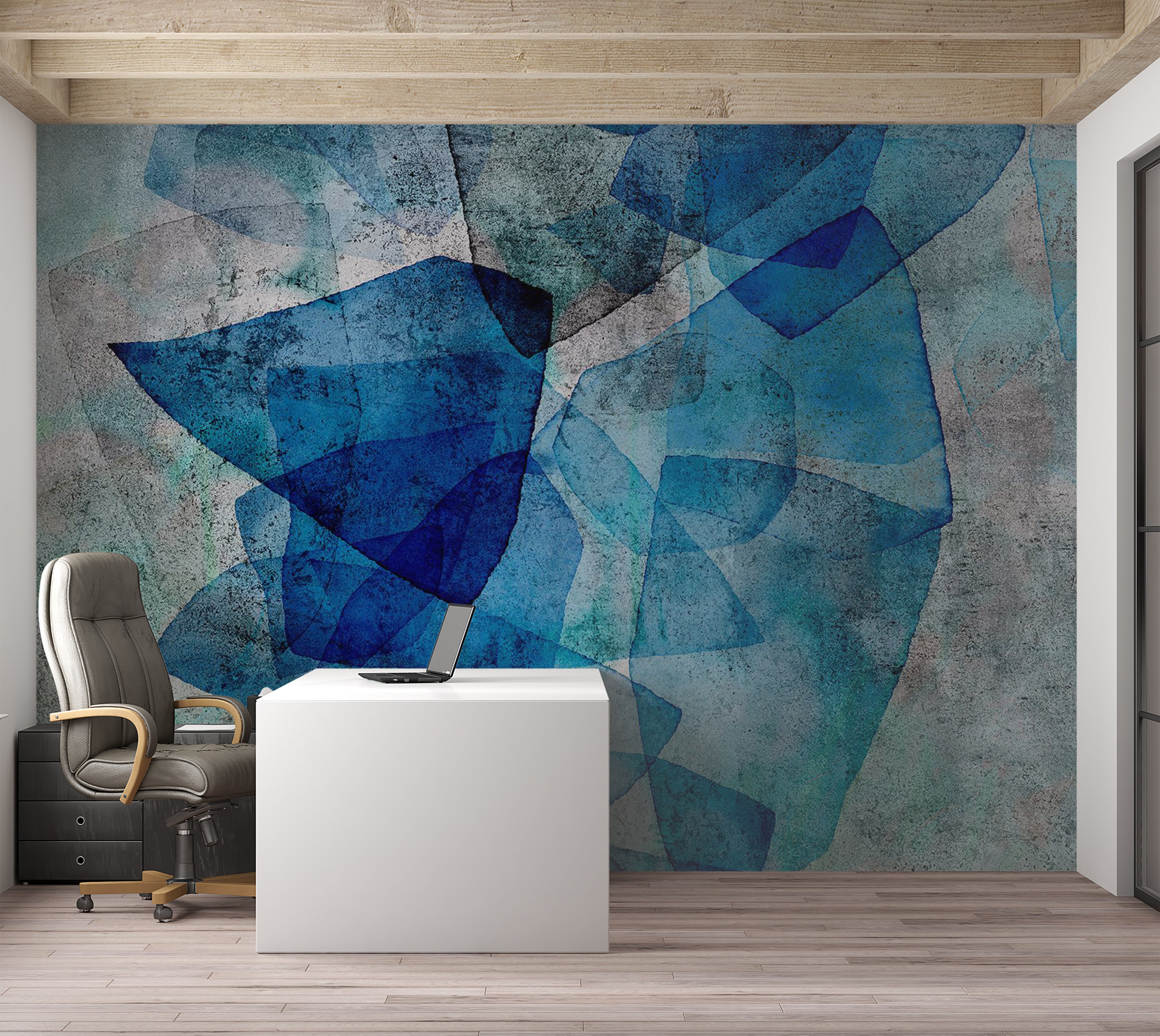 Abstract Wallpaper Wall Mural - Sapphire Mosaic 39"Wx27"H / Standard