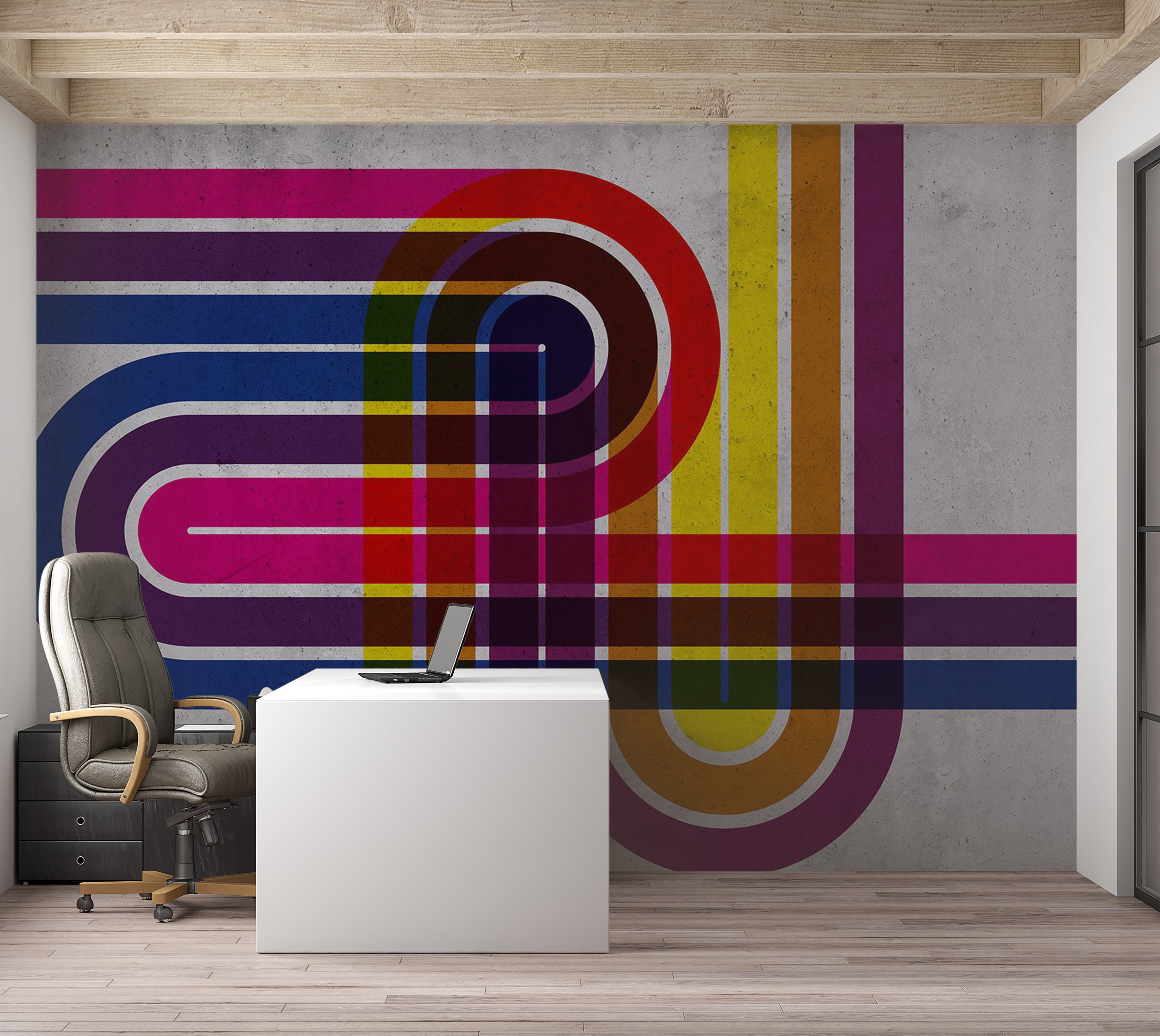 Abstract Wallpaper Wall Mural - Technicolor 39"Wx27"H / Standard