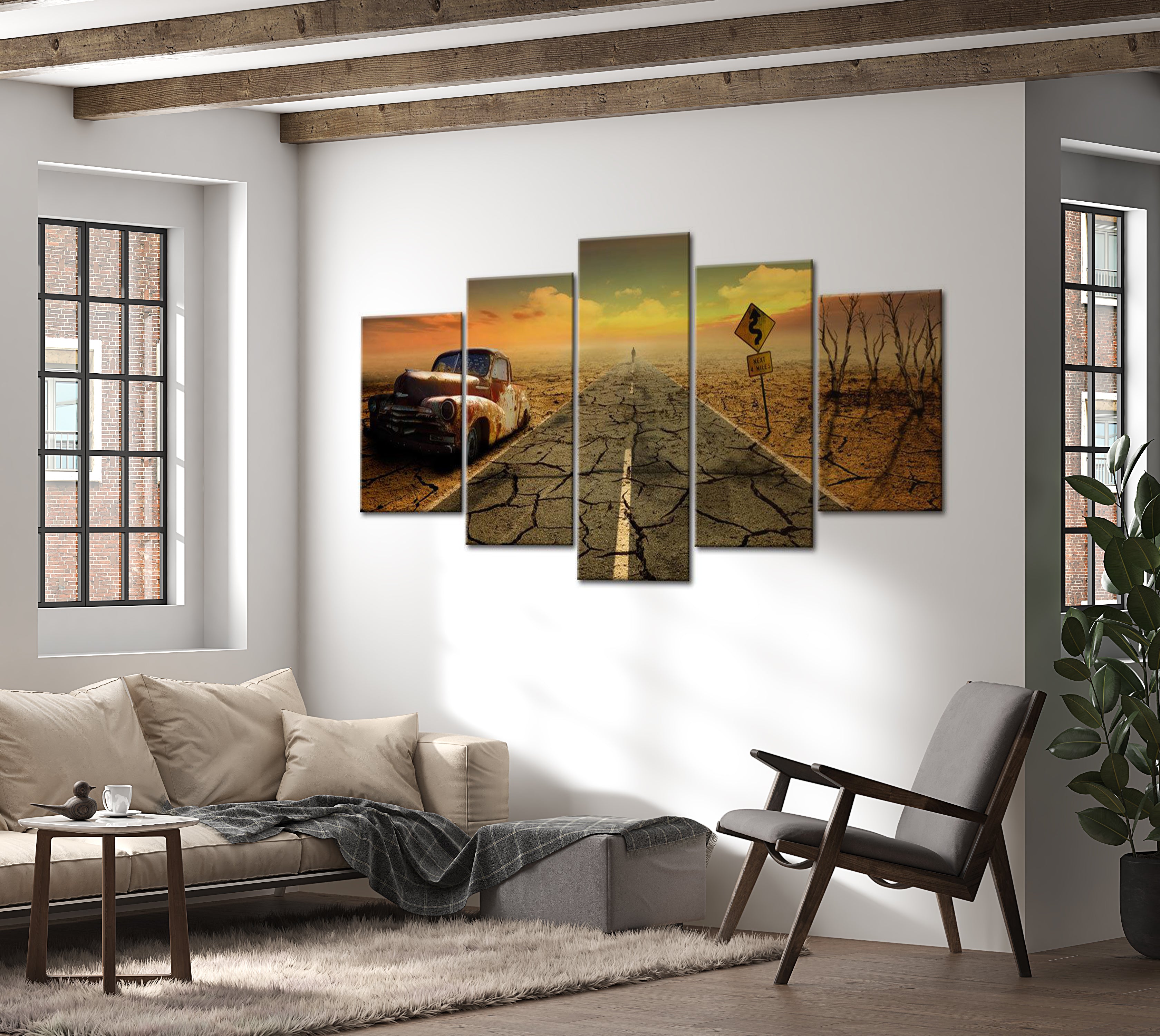 Stretched Canvas Landscape Art - Difficult Road 40"Wx20"H