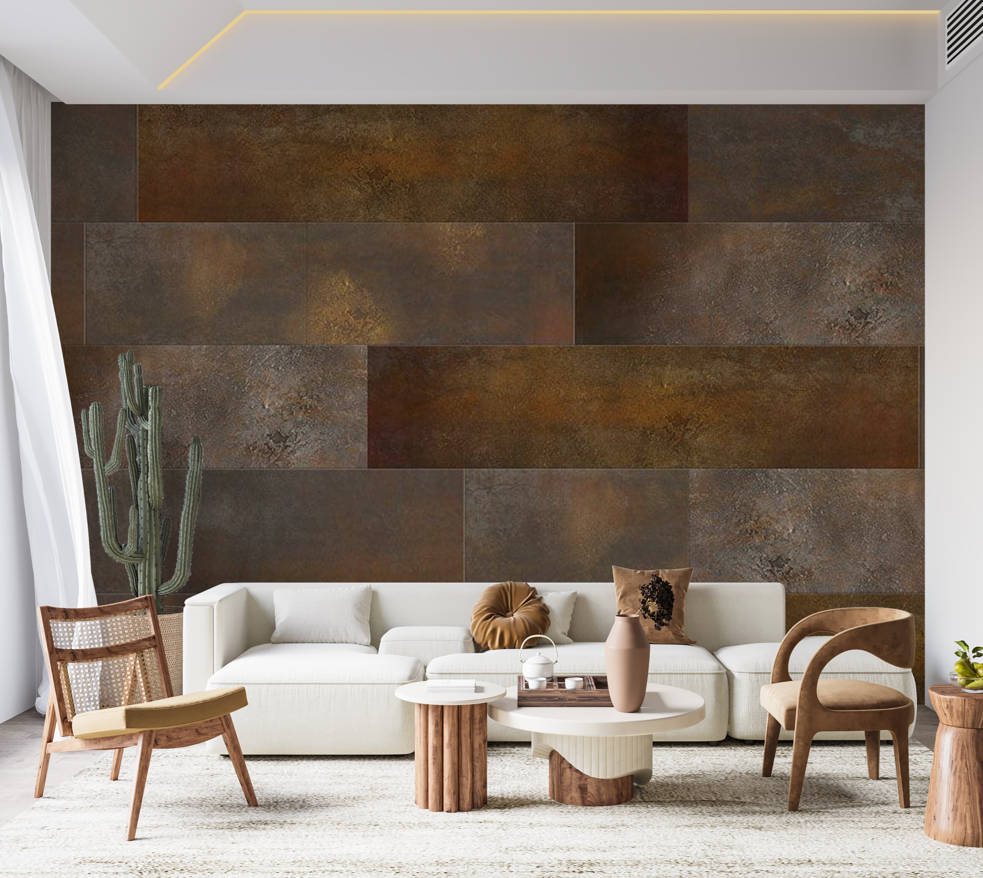 Peel & Stick Wall Mural - Brown Terracotta Tiles 38"Wx27"H