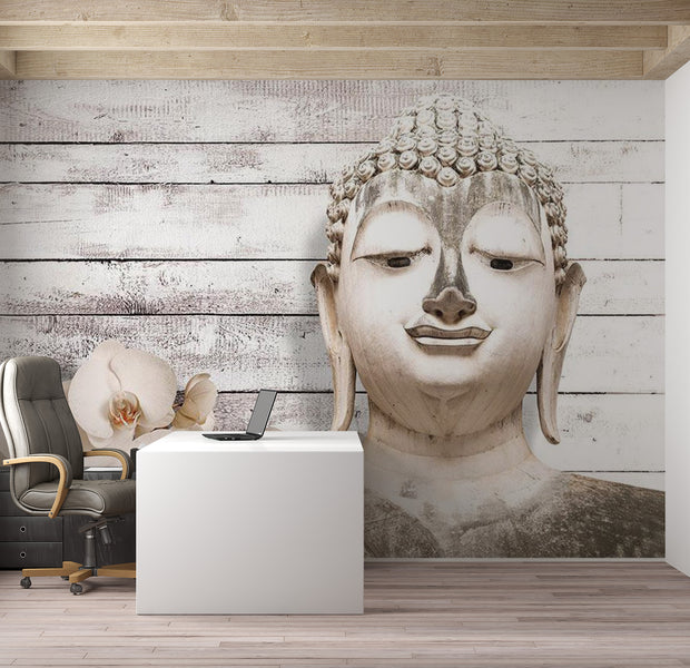 Zen Wallpaper Wall Mural - Smiling Buddha 39"Wx27"H