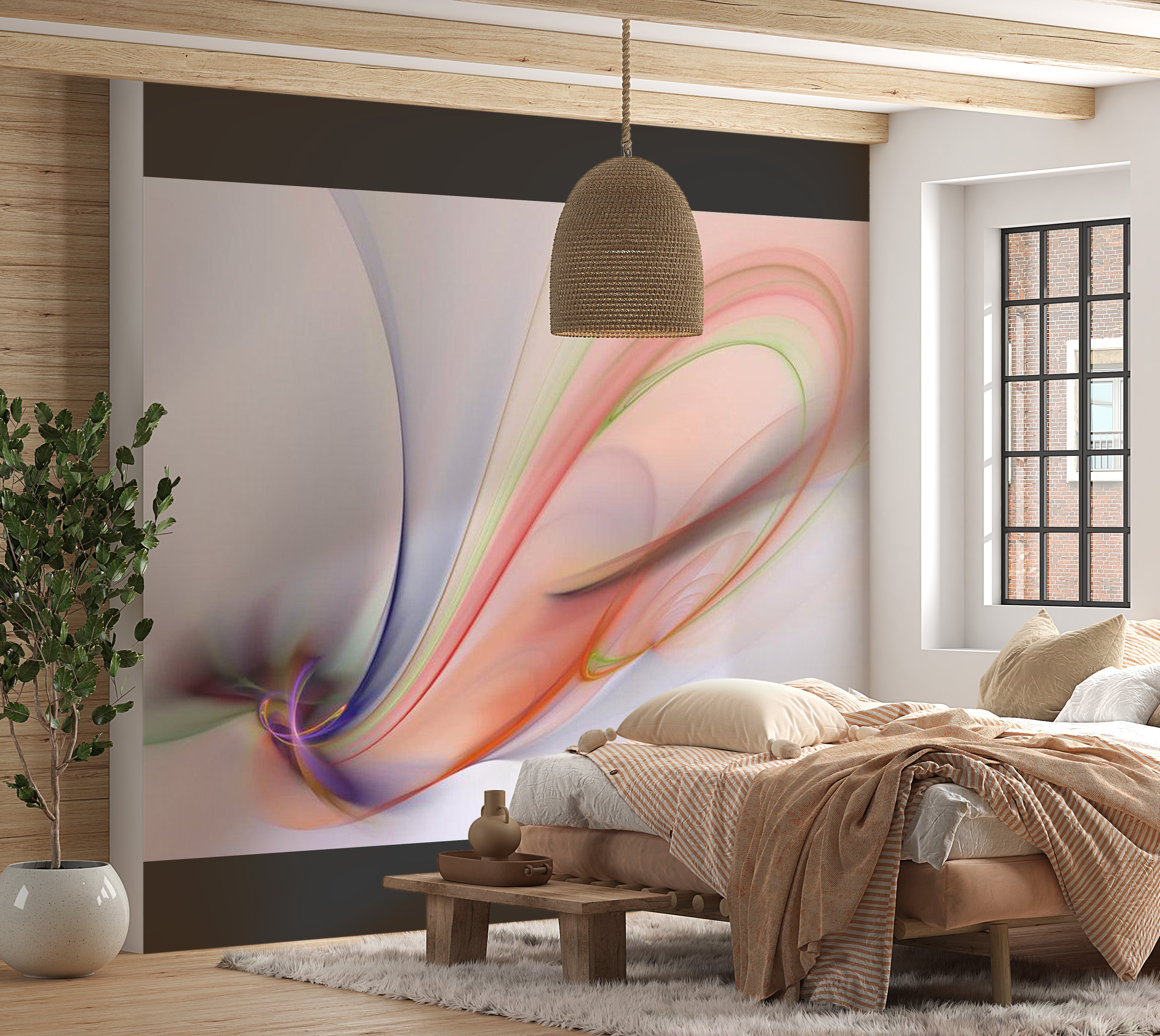 Abstract Wallpaper Wall Mural - Silky Colorful Smoke 118"Wx90"H