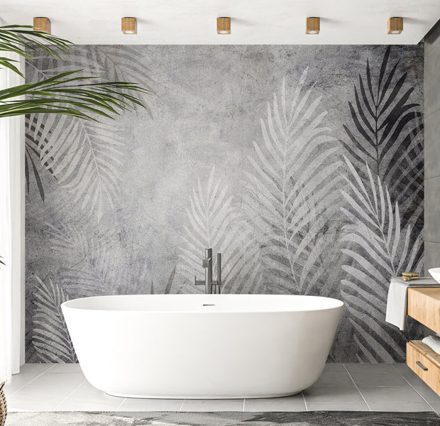 Botanical Wallpaper Wall Mural - Palm Leaves in The Dark 39"Wx27"H / Standard