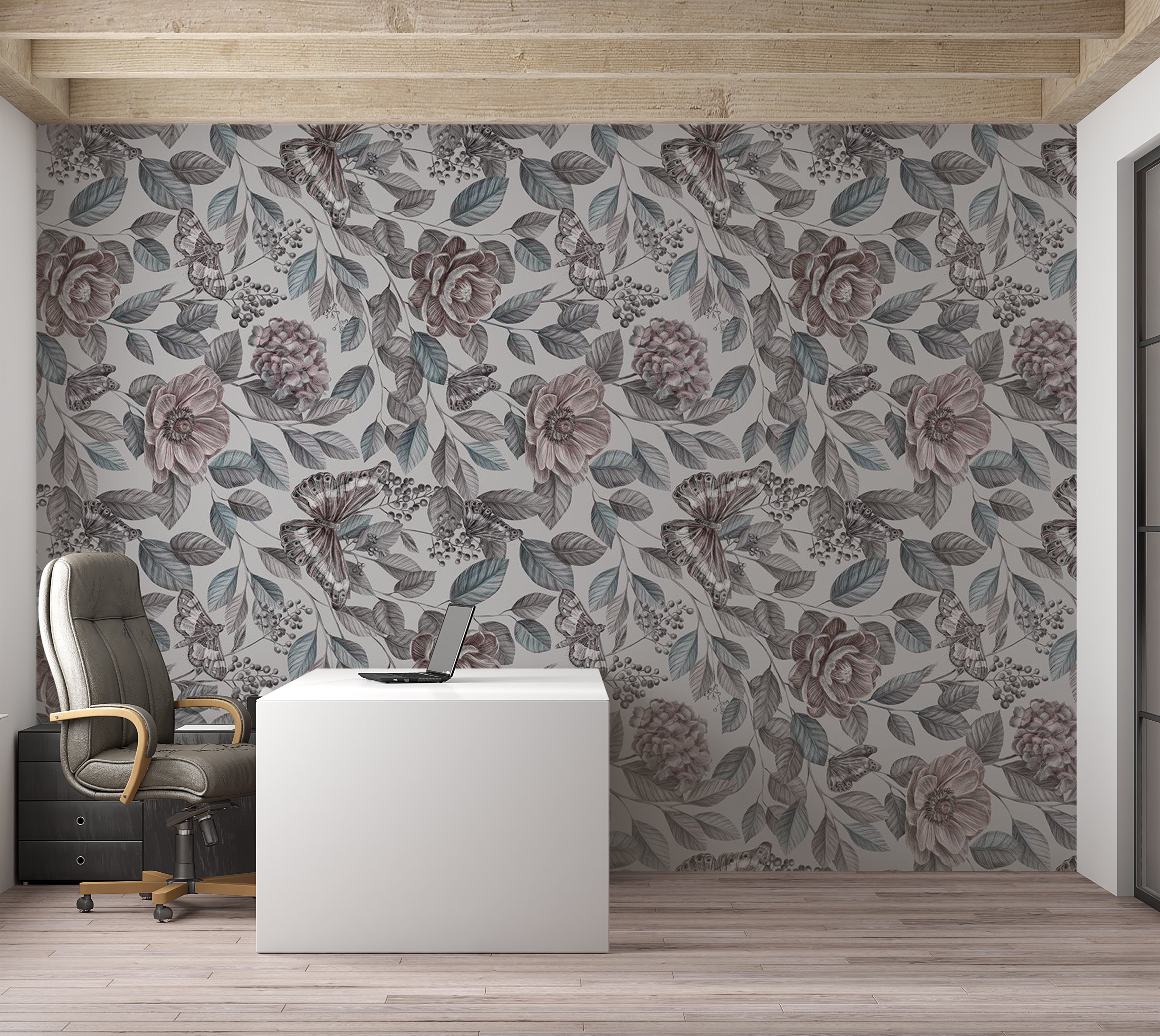 Floral Wallpaper Wall Mural - Rustic Mosaic 39"Wx27"H / Standard