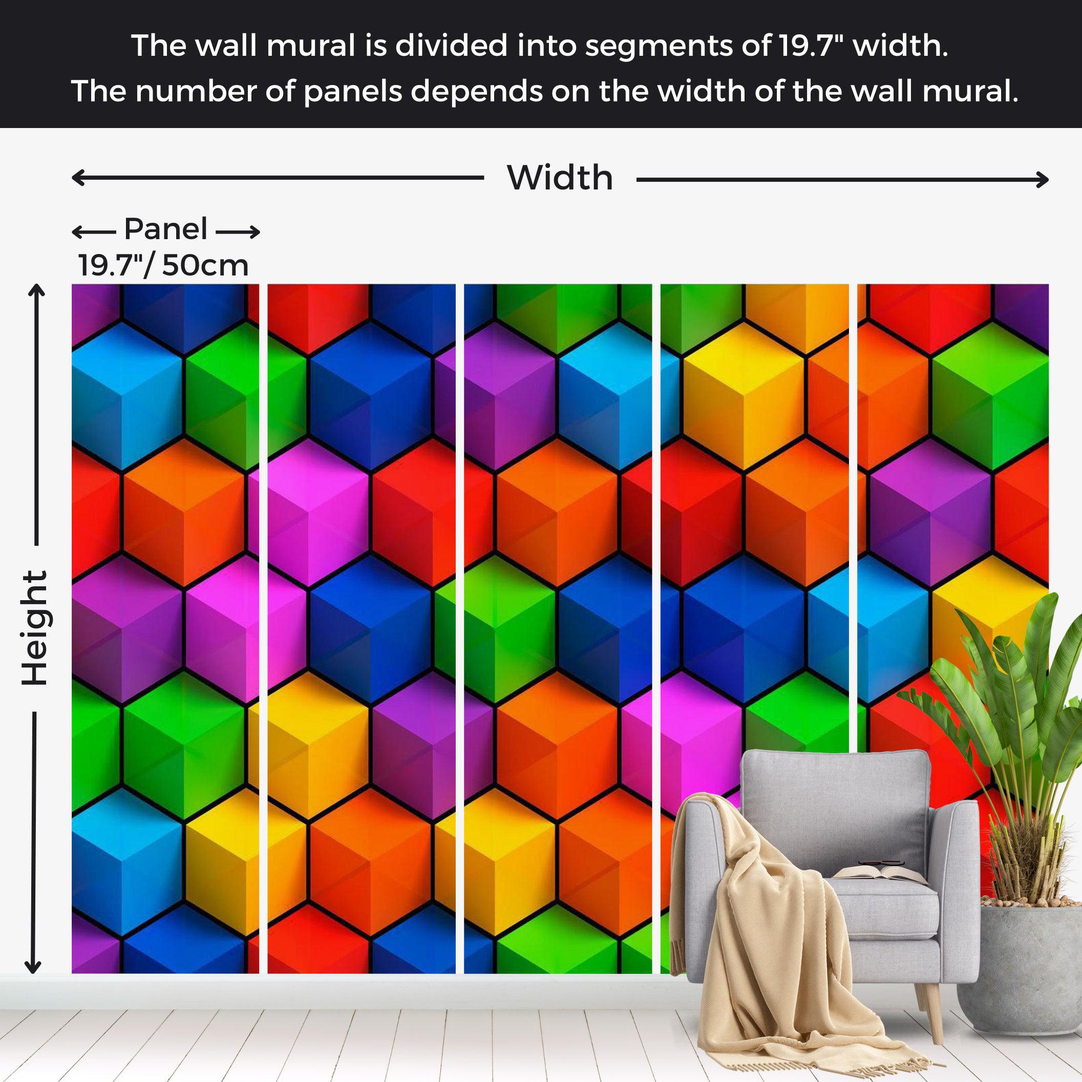 Abstract Wallpaper Wall Mural - Colorful Geometric Boxes