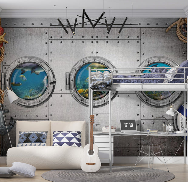 Animal Wallpaper Wall Mural - Portholes 39"Wx27"H