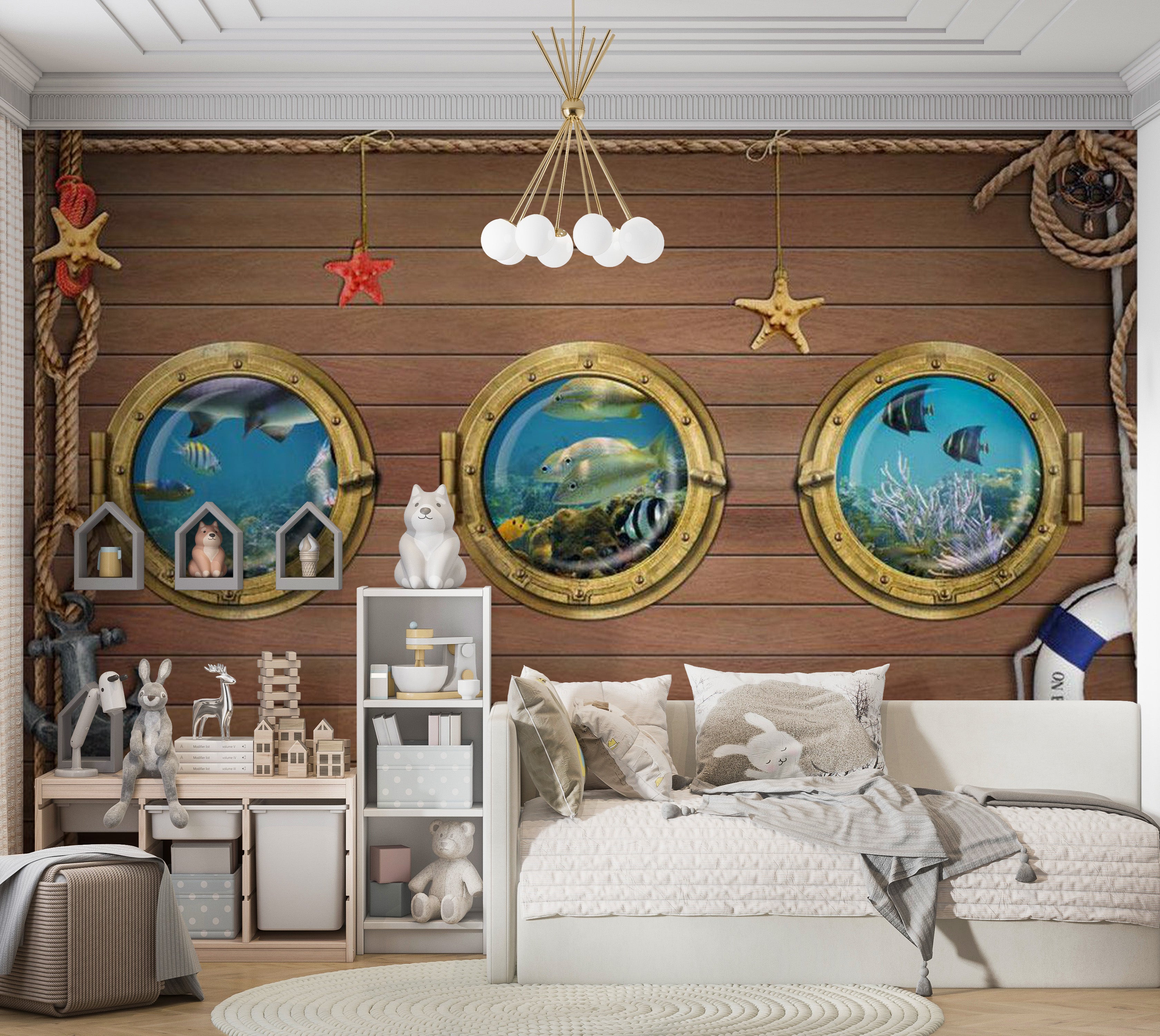 Animal Wallpaper Wall Mural - Overboard 39"Wx27"H