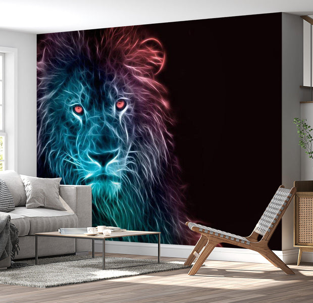 Animal Wallpaper Wall Mural - Abstract Lion Rainbow