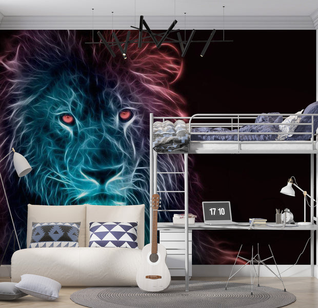 Animal Wallpaper Wall Mural - Abstract Lion Rainbow 39"Wx27"H