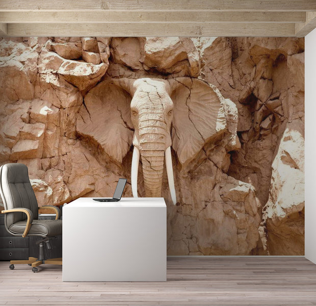 Animal Wallpaper Wall Mural - Stone Elephant South Africa 39"Wx27"H