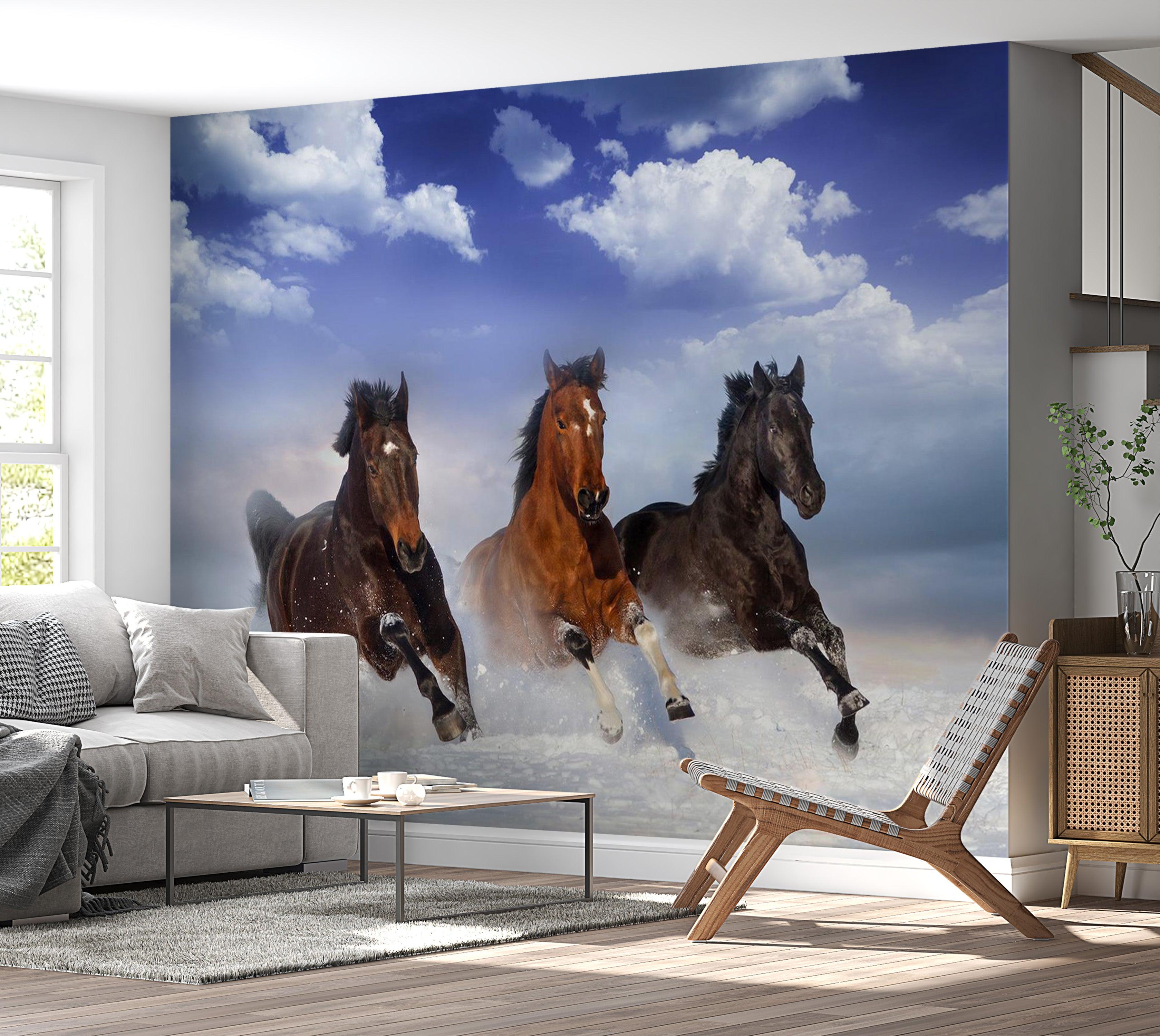 Animal Wallpaper Wall Mural - Horses In The Snow