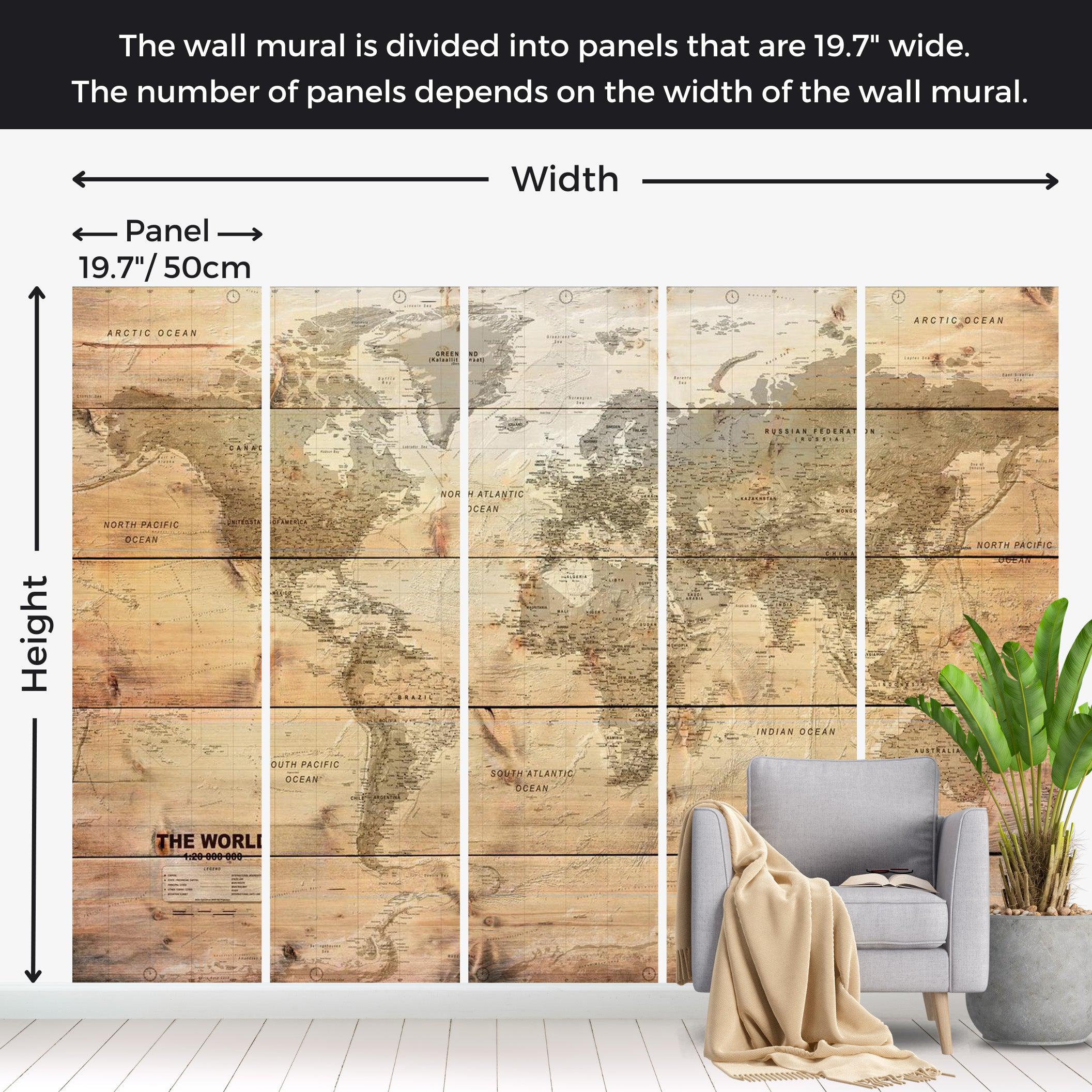 World Map Wallpaper Wall Mural - Map On Boards