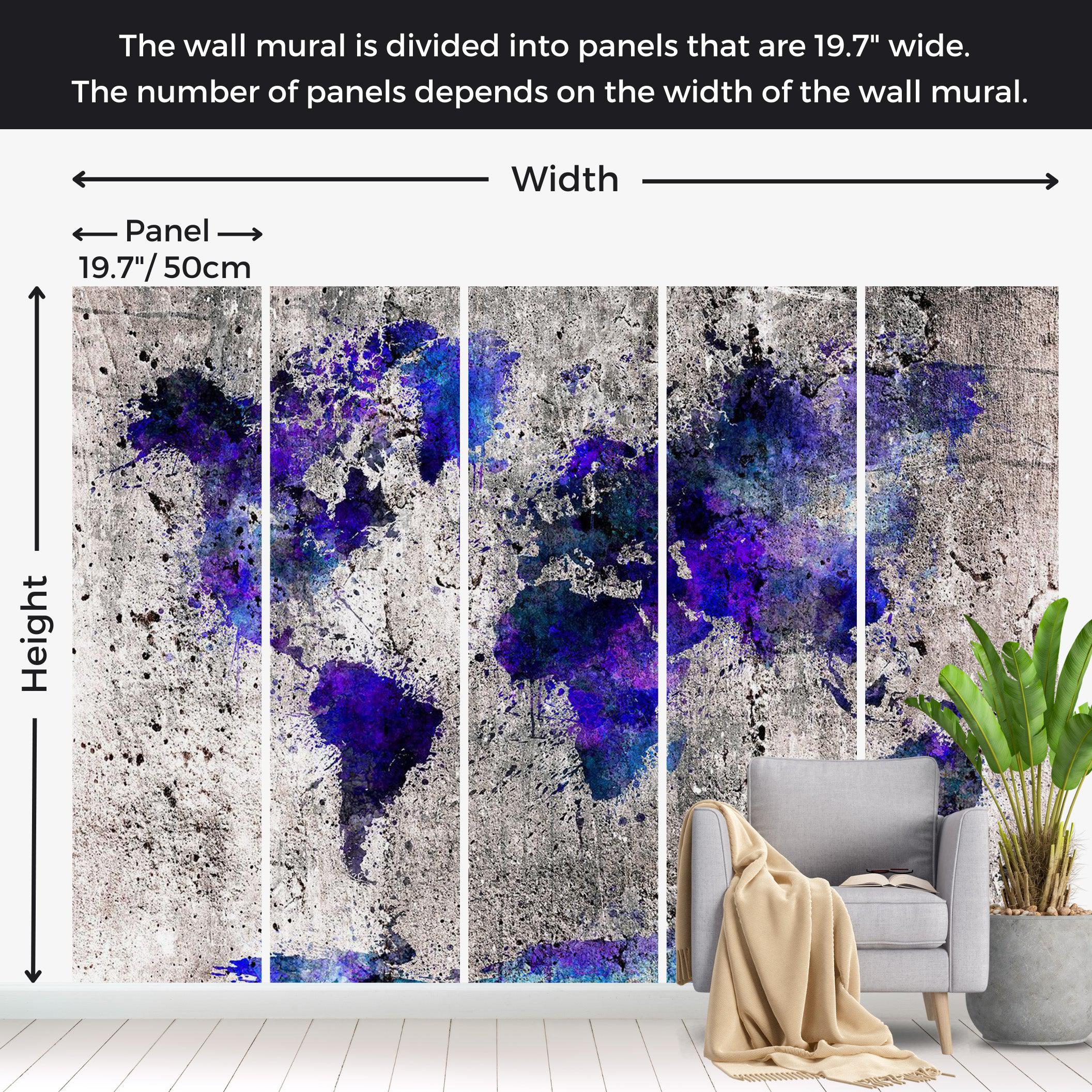 World Map Wallpaper Wall Mural - Map In Blue Inks