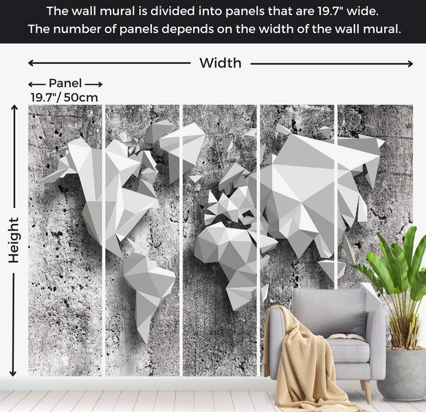 World Map Wallpaper Wall Mural - Origami Map