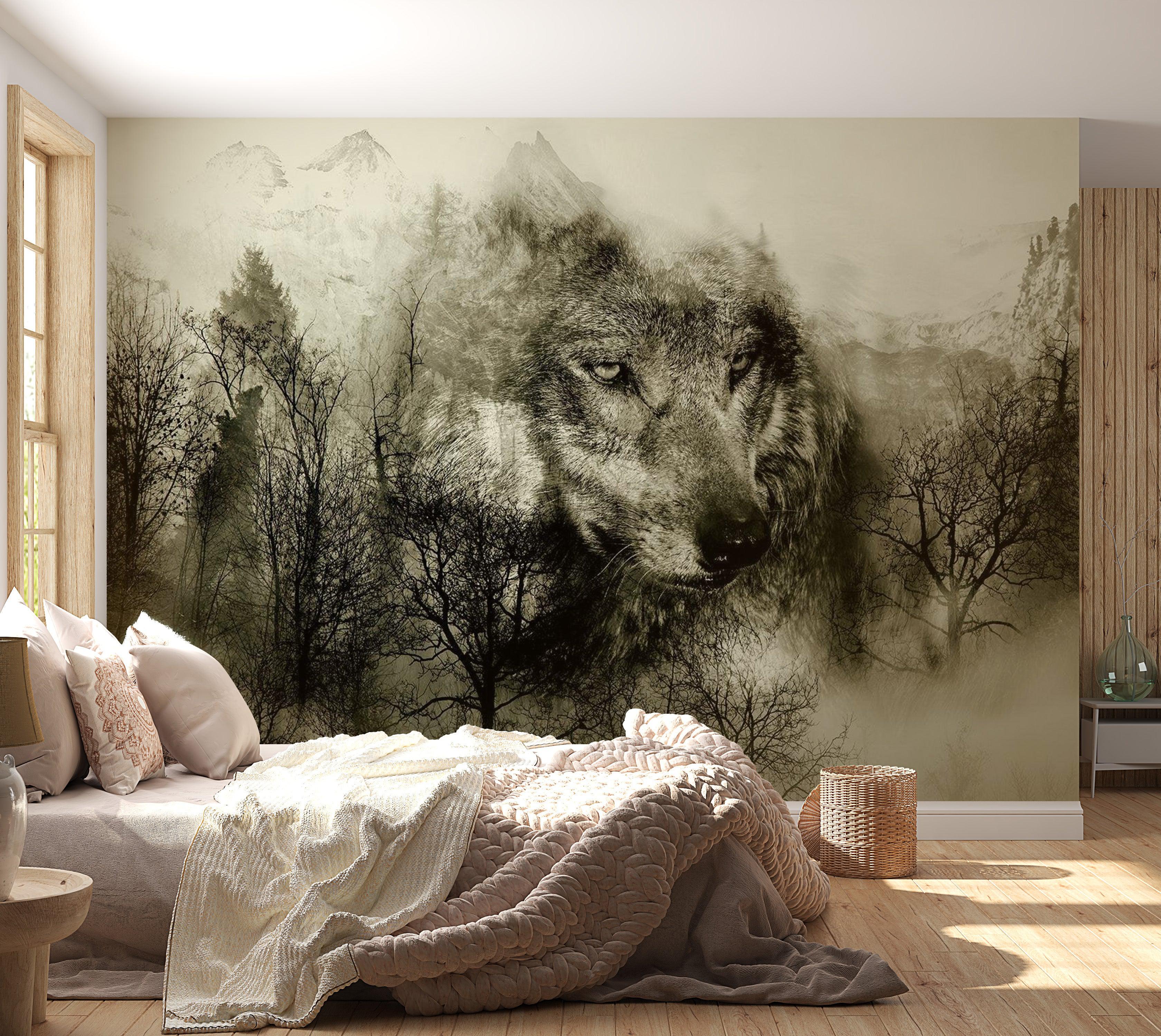 Animal Wallpaper Wall Mural - Mountain Predator Beige