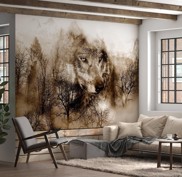 Animal Wallpaper Wall Mural - Mountain Predator Brown