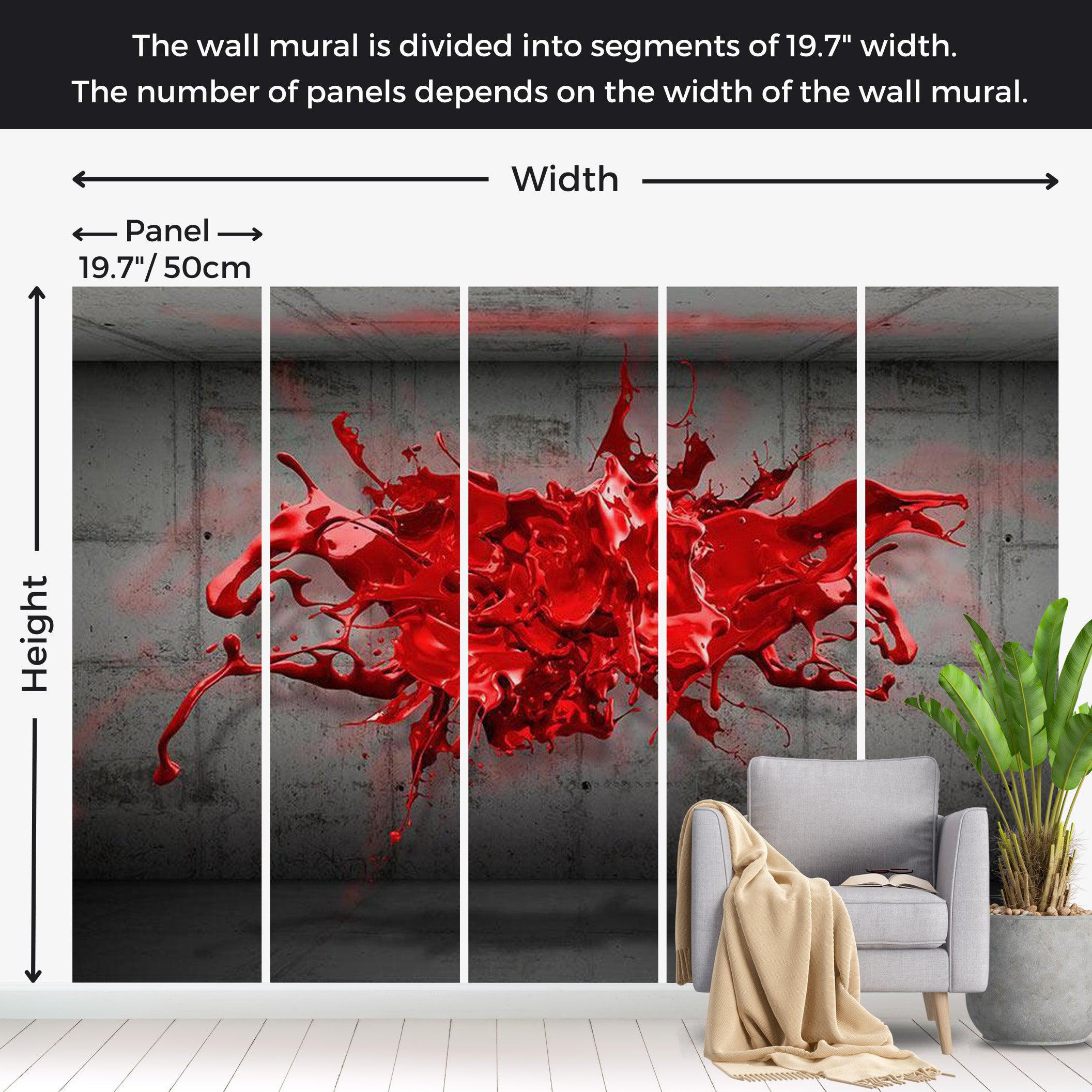 Abstract Wallpaper Wall Mural - Red Ink Blot