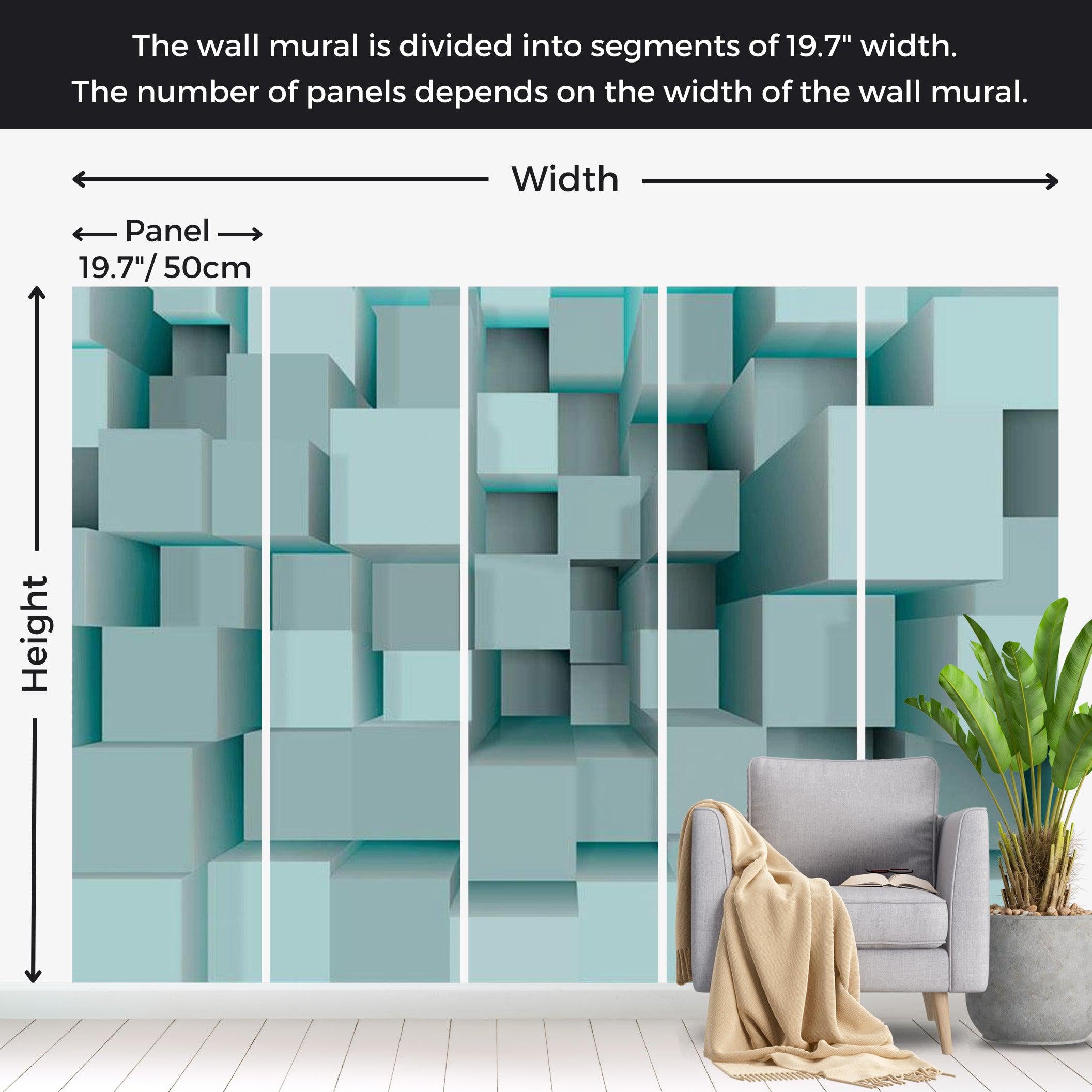 Abstract Wallpaper Wall Mural - Blue Puzzle