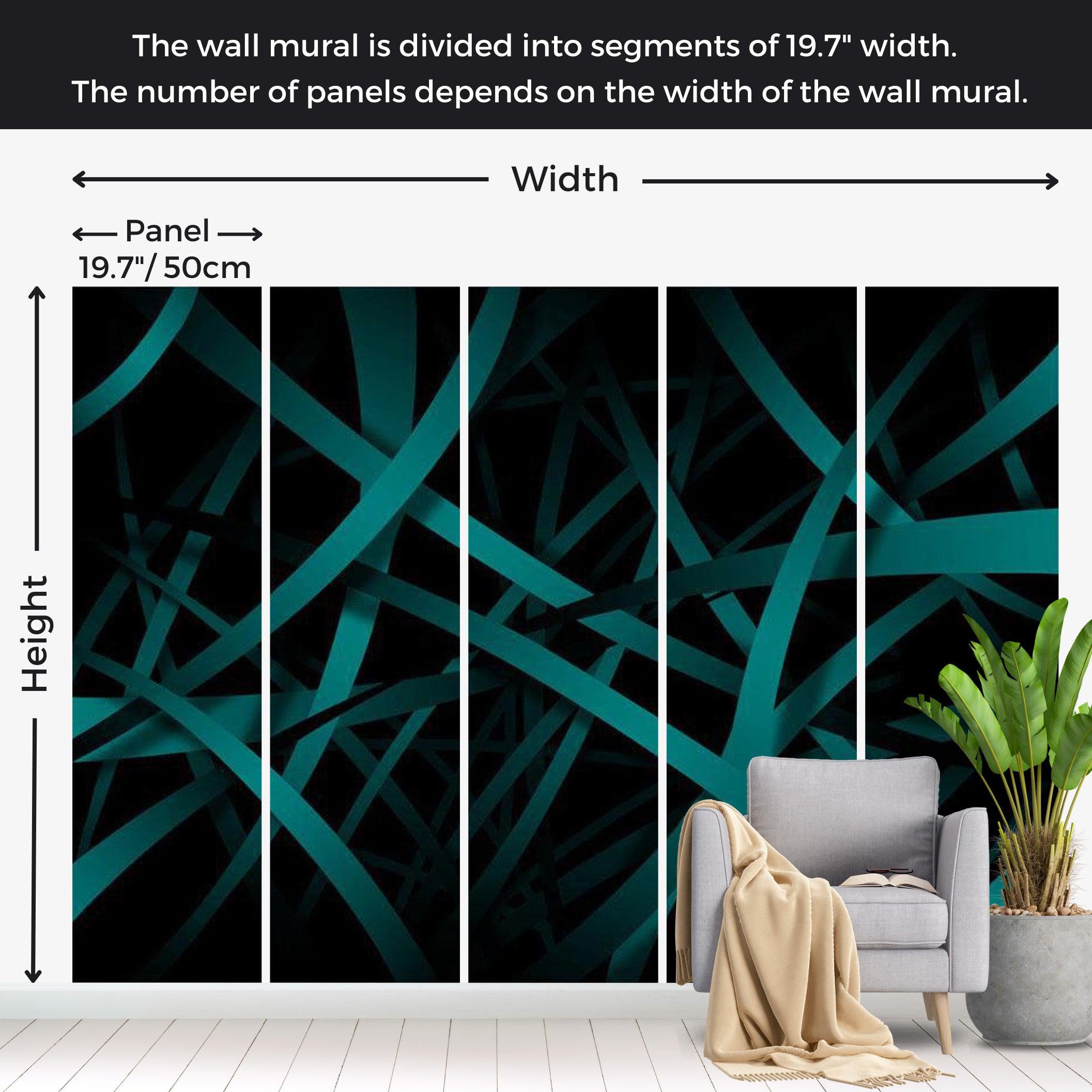 Abstract Wallpaper Wall Mural - Dark Green Lines