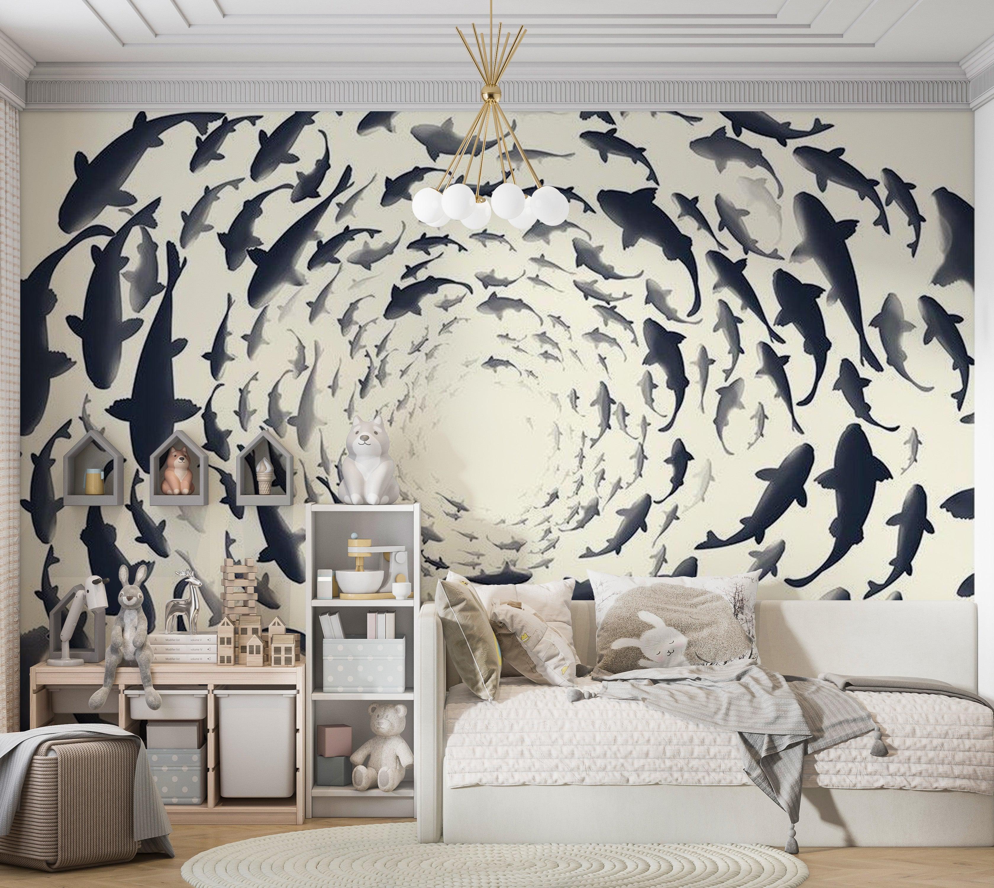 Animal Wallpaper Wall Mural - Fish Swirl