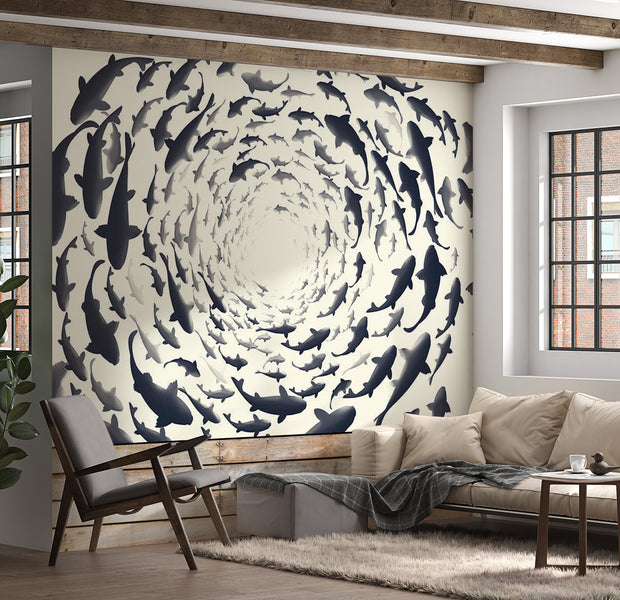 Animal Wallpaper Wall Mural - Fish Swirl 39"Wx27"H