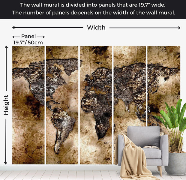 World Map Wallpaper Wall Mural - Map On Old Paper 02