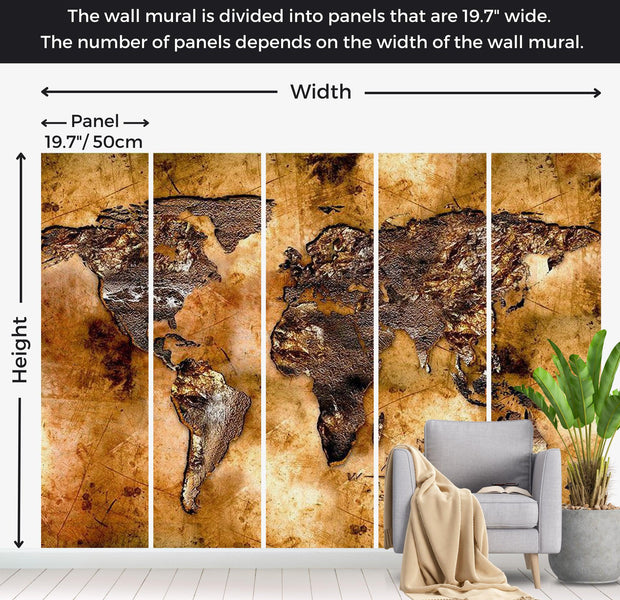 World Map Wallpaper Wall Mural - Map On Old Paper 01