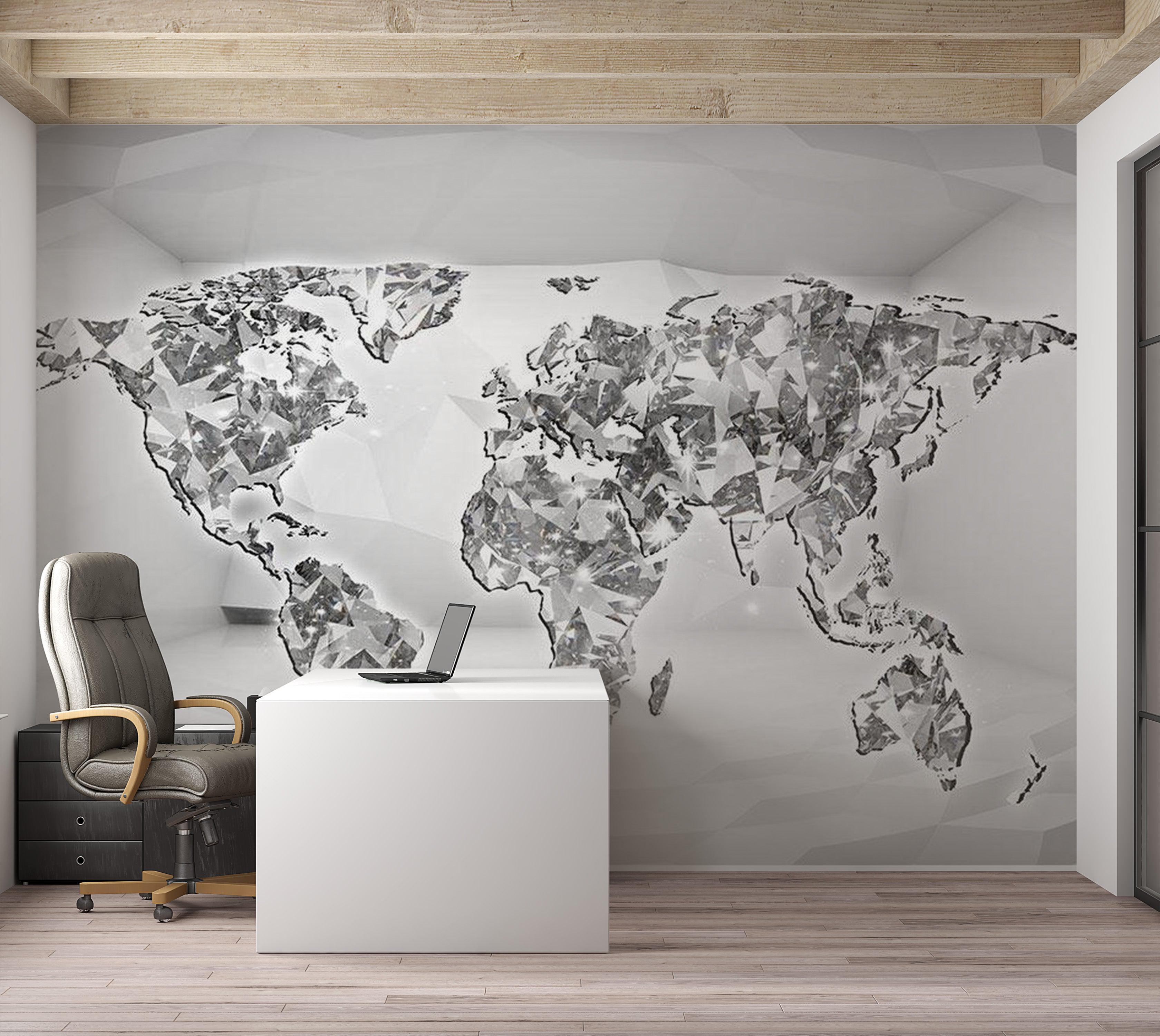 World Map Wallpaper Wall Mural - Diamond Map