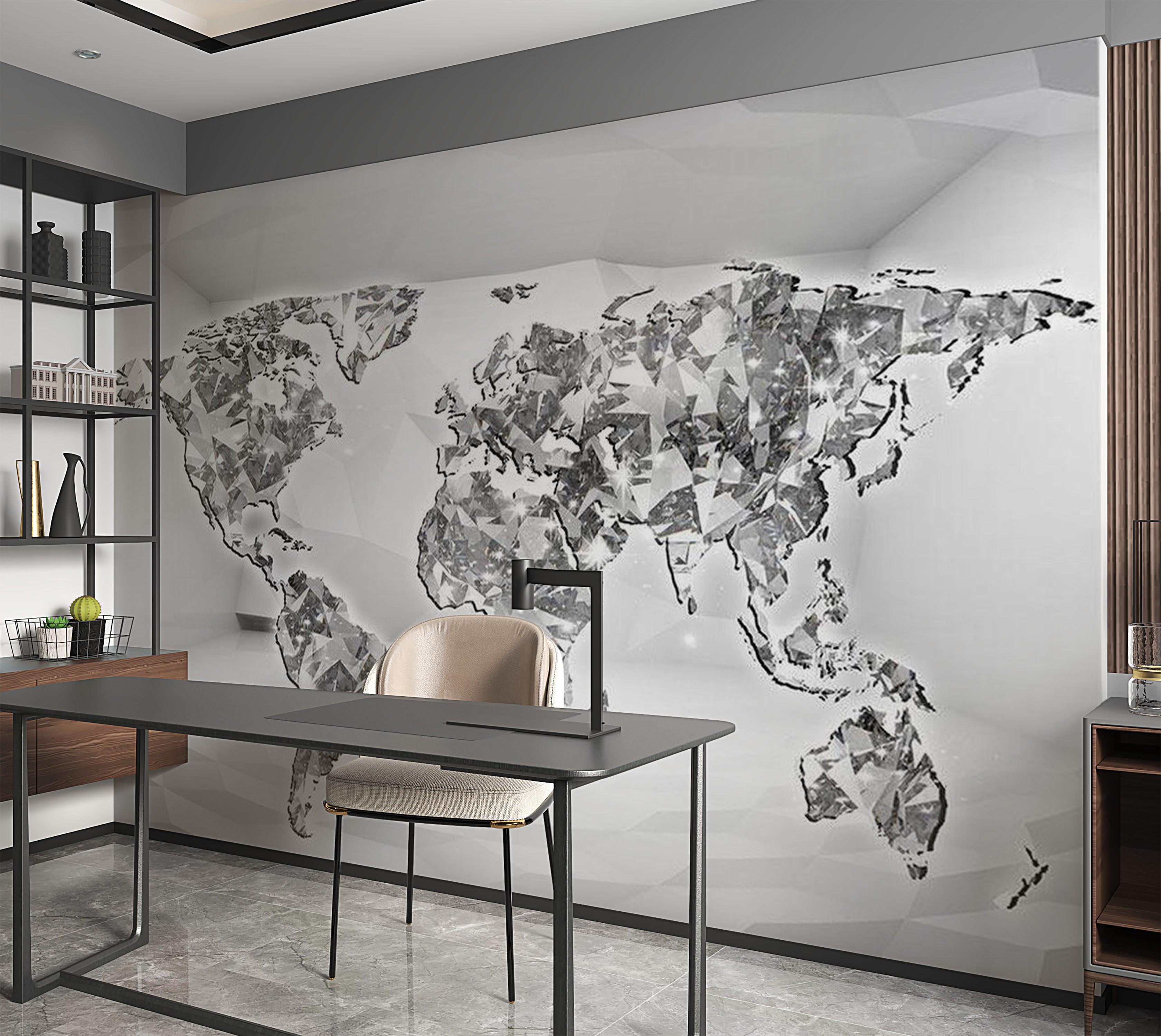 World Map Wallpaper Wall Mural - Diamond Map